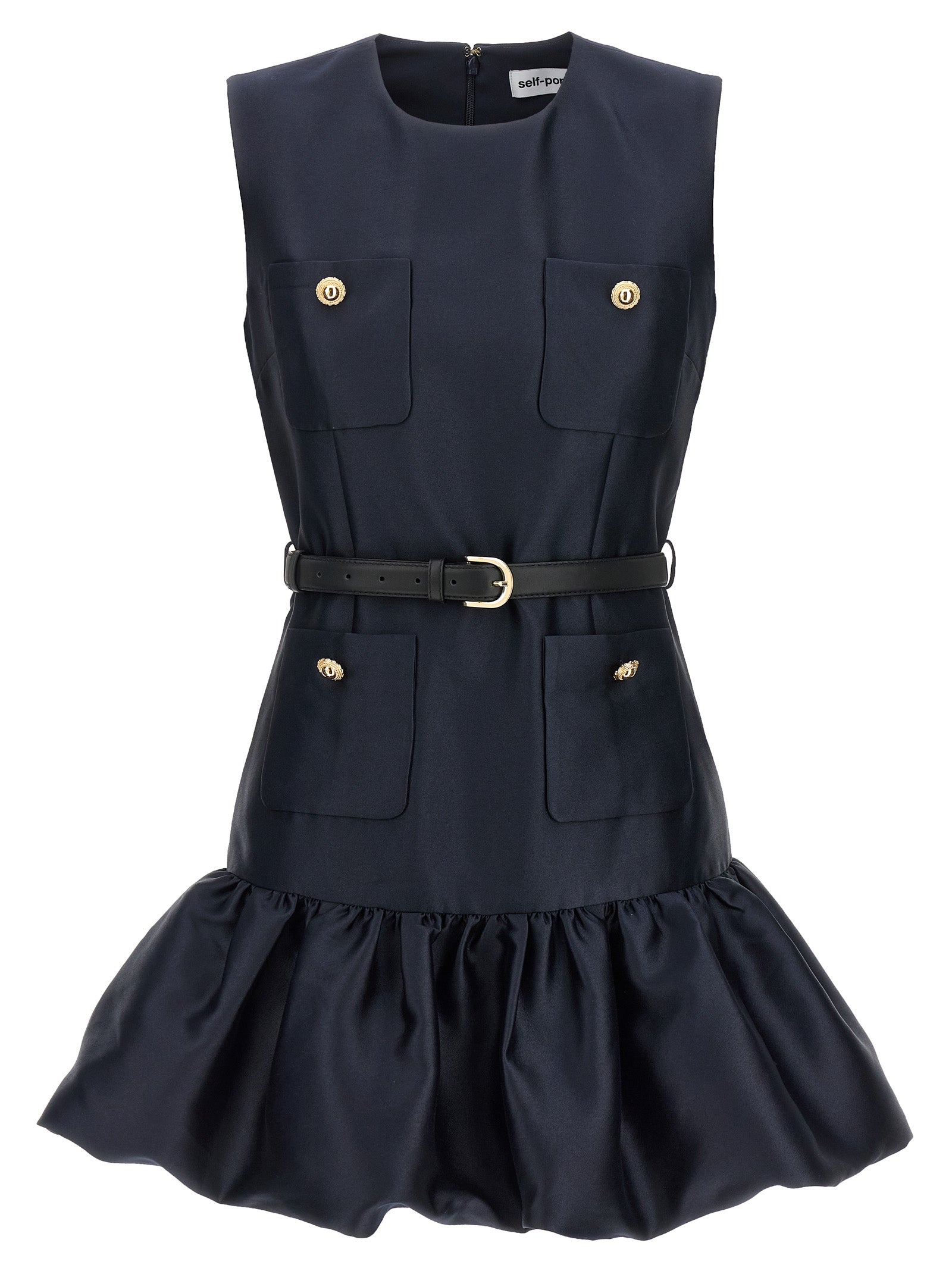Self Portrait 'Navy Taffeta Mini' Dress
