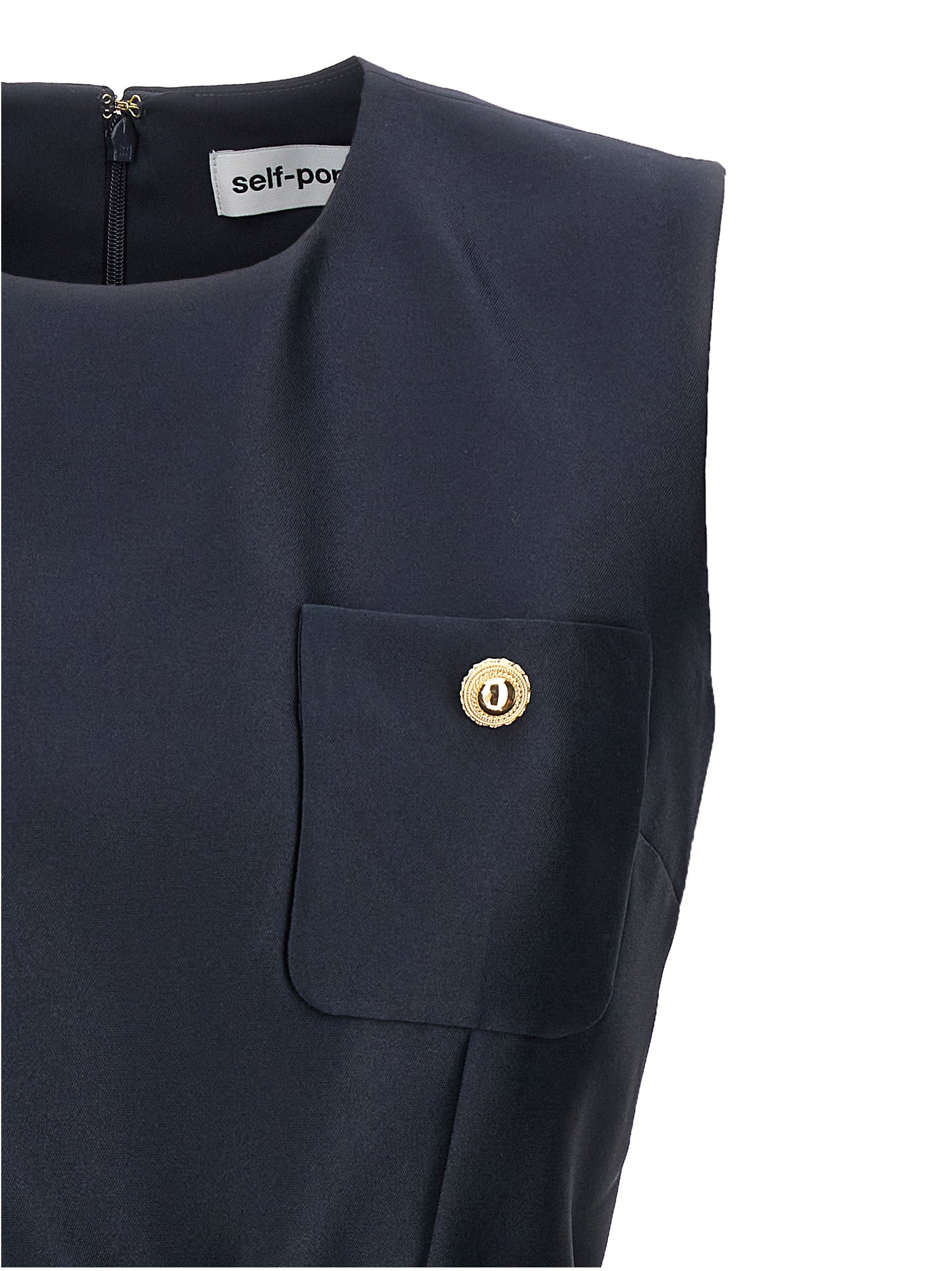 Self Portrait 'Navy Taffeta Mini' Dress