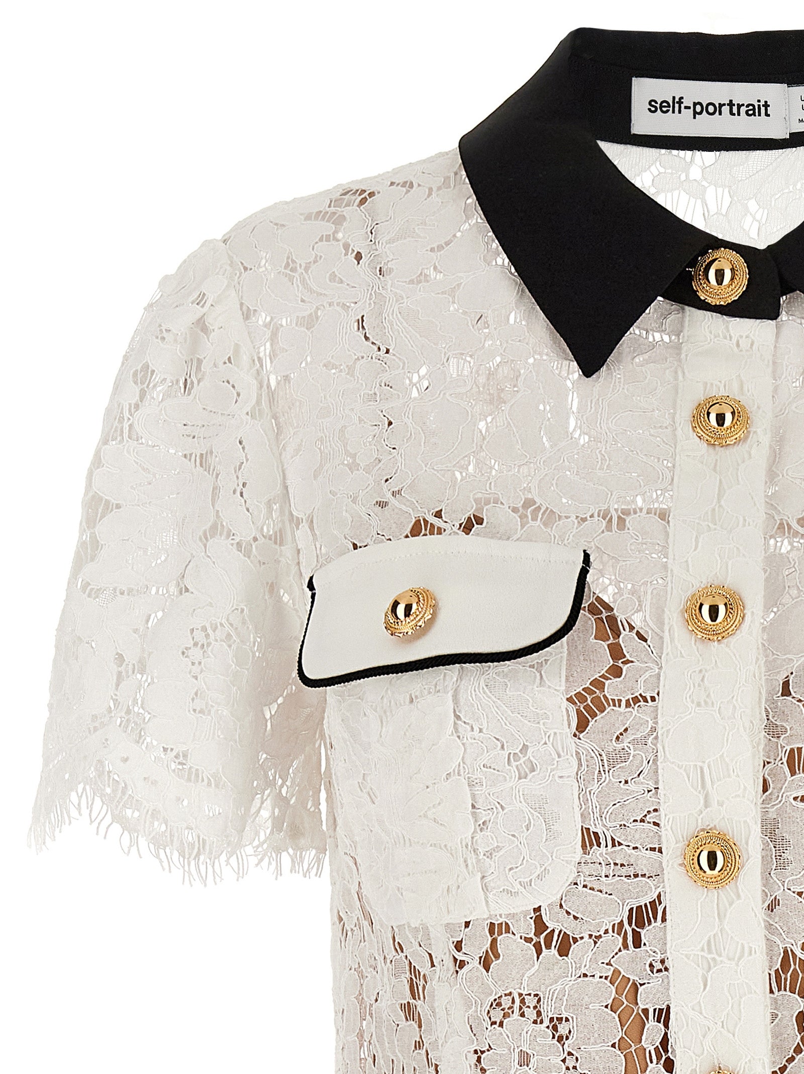 Self Portrait 'White Lace Contrast Collar Mini' Dress