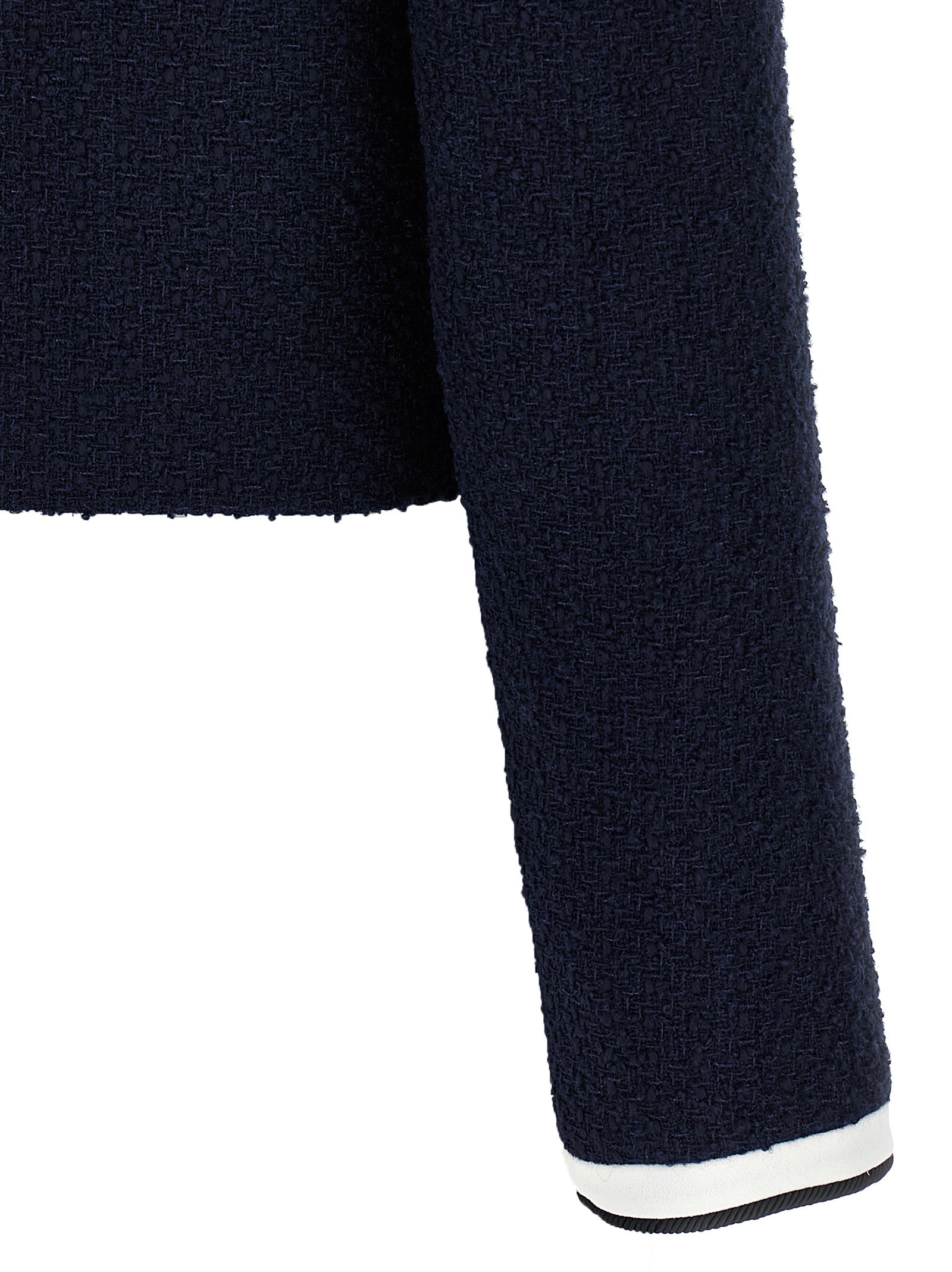 Self Portrait 'Navy Boucle Contrast Collar' Blazer