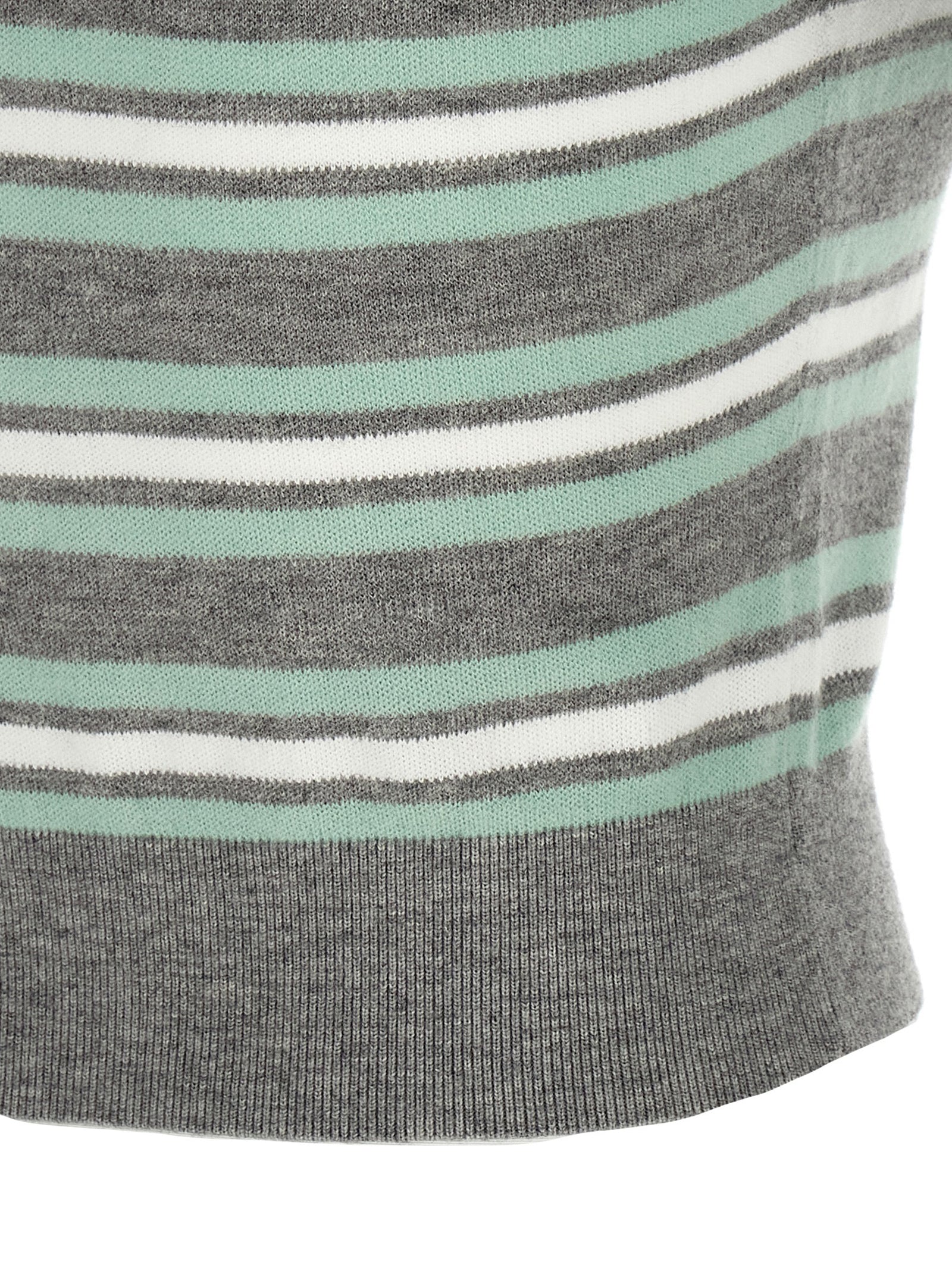 Self Portrait 'Grey Striped Crystal Trim Knit' Sweater