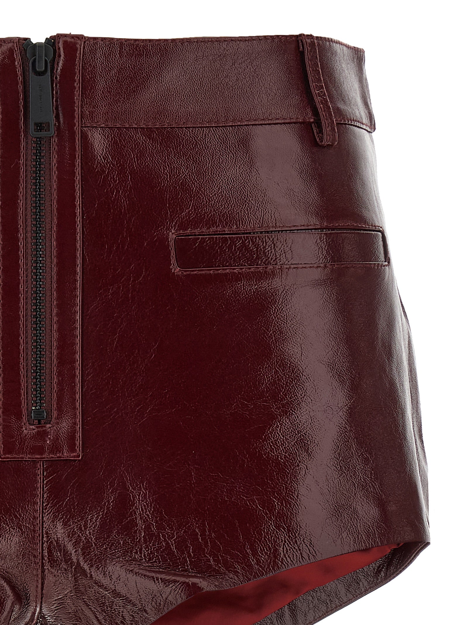 Self Portrait Craqué Leather Shorts