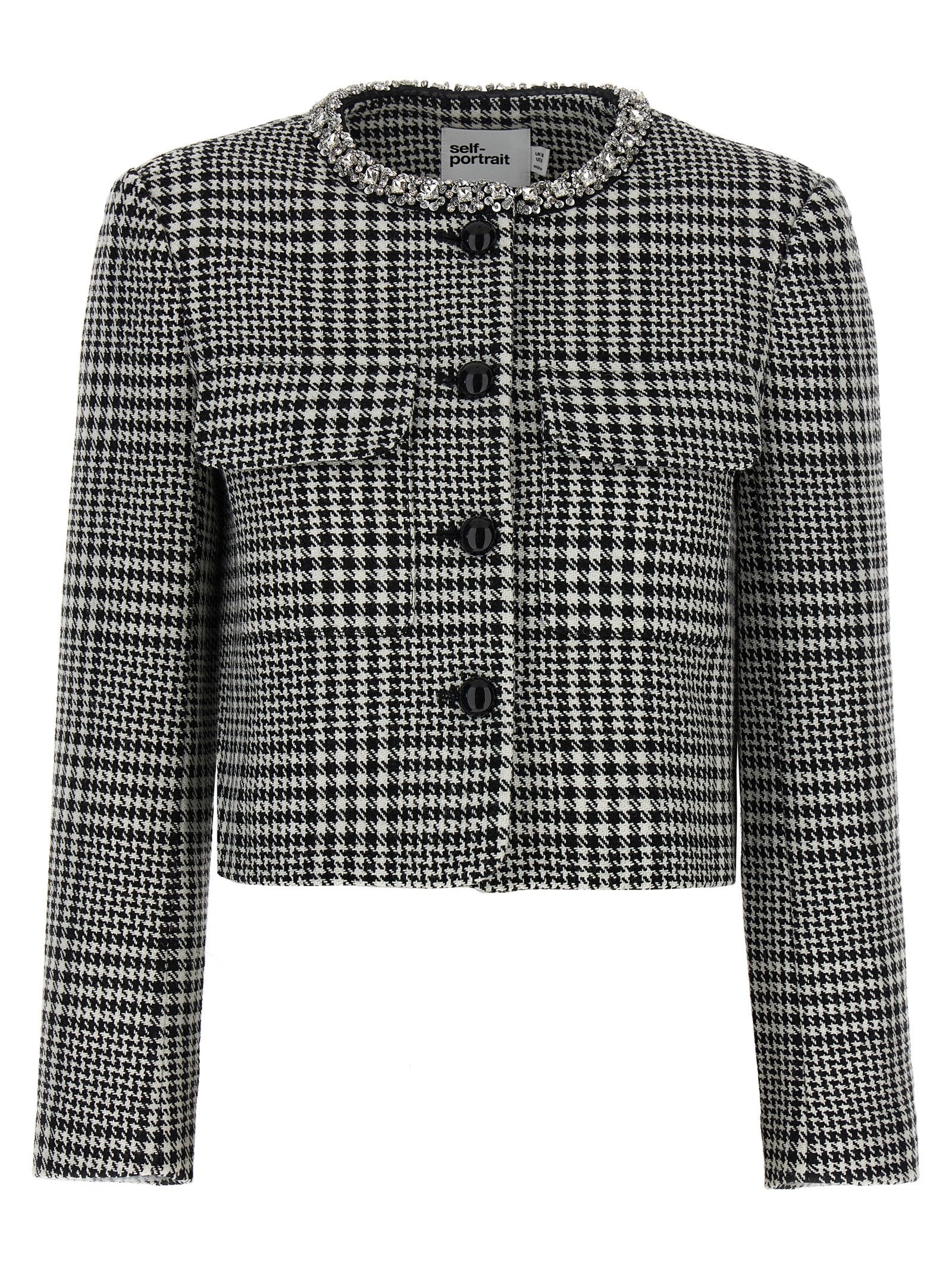 Self Portrait 'Houndstooth Crystal Trim' Blazer