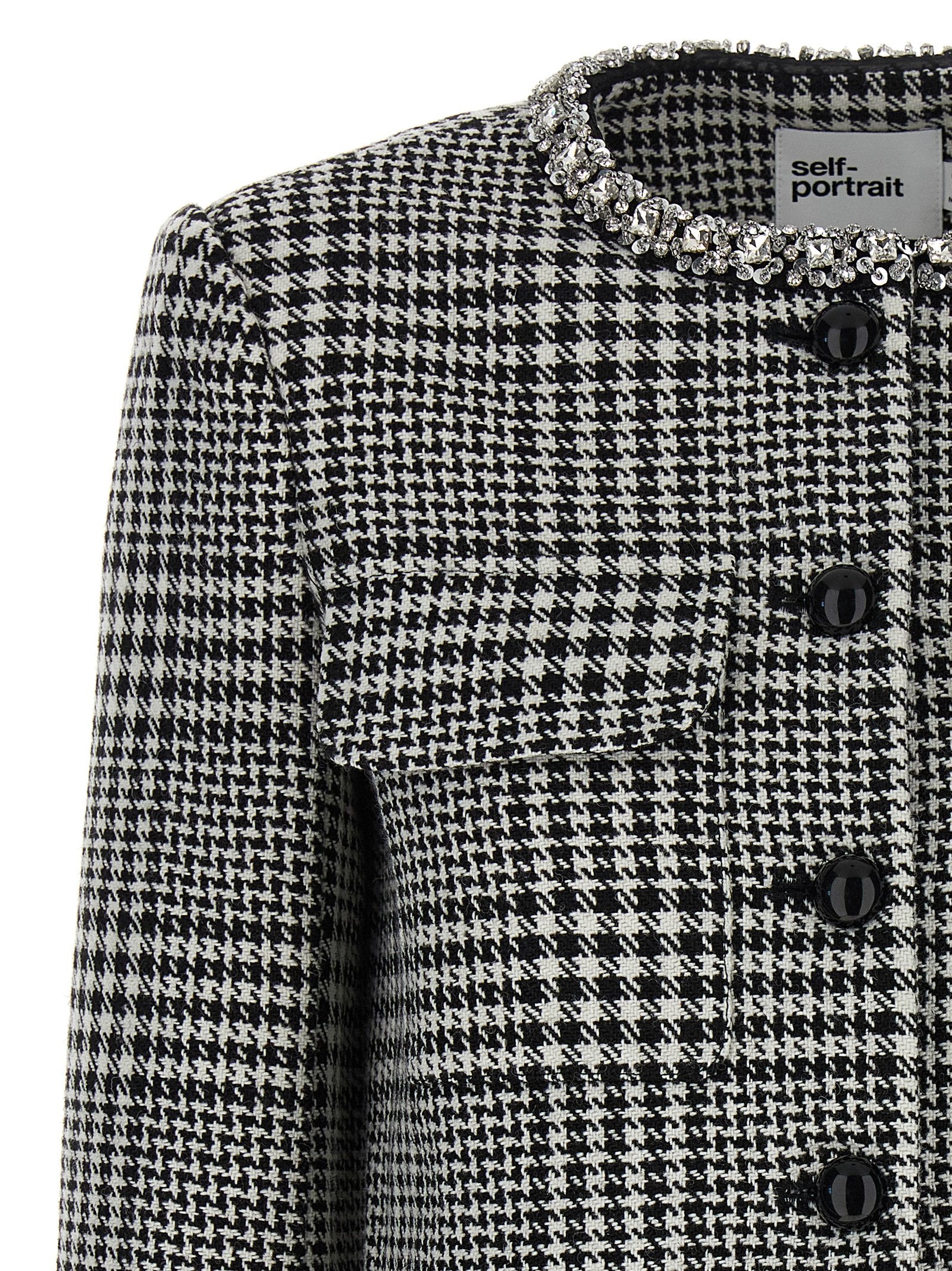 Self Portrait 'Houndstooth Crystal Trim' Blazer