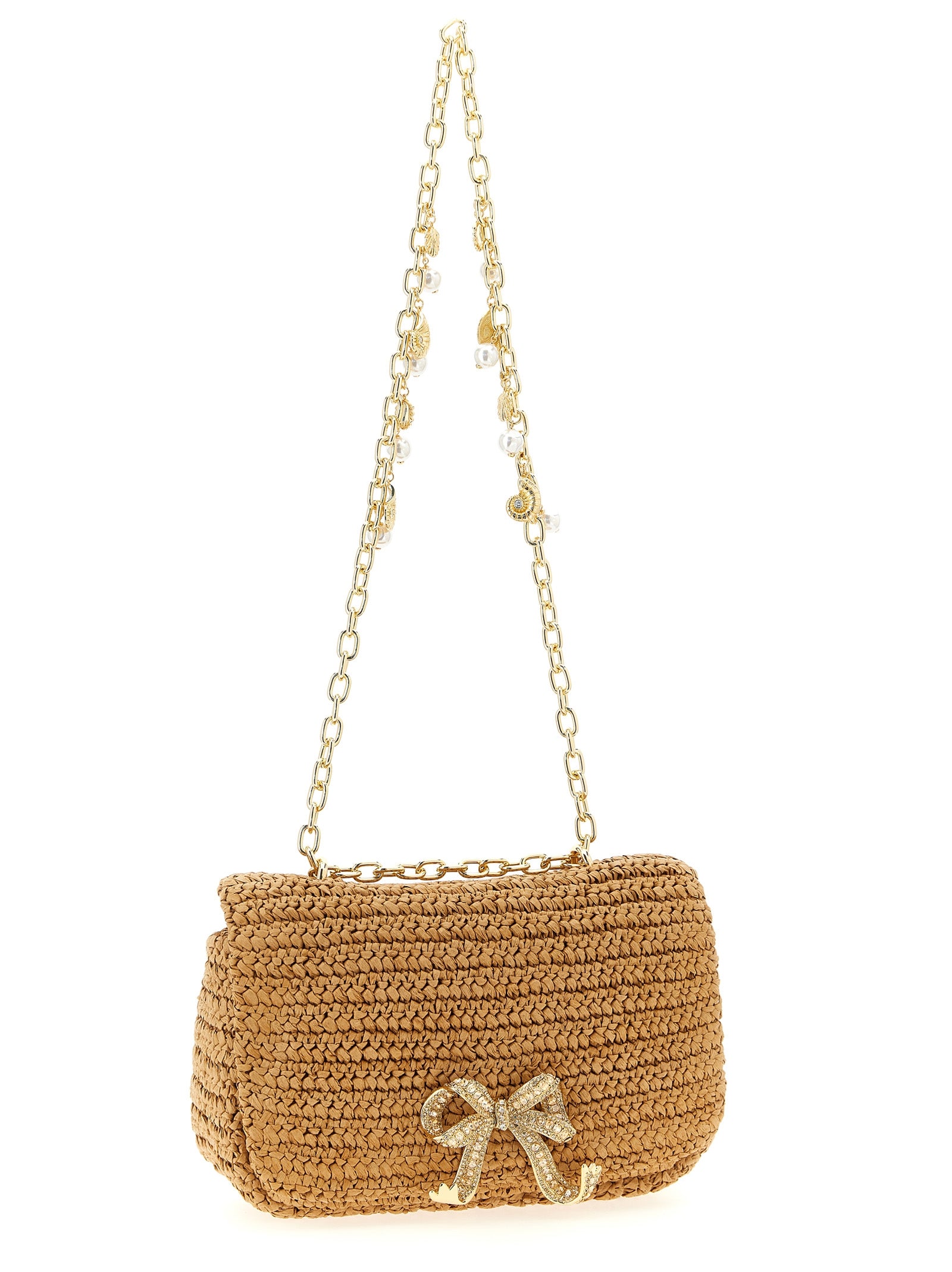 Self Portrait 'Raffia Bow Charm' Shoulder Bag