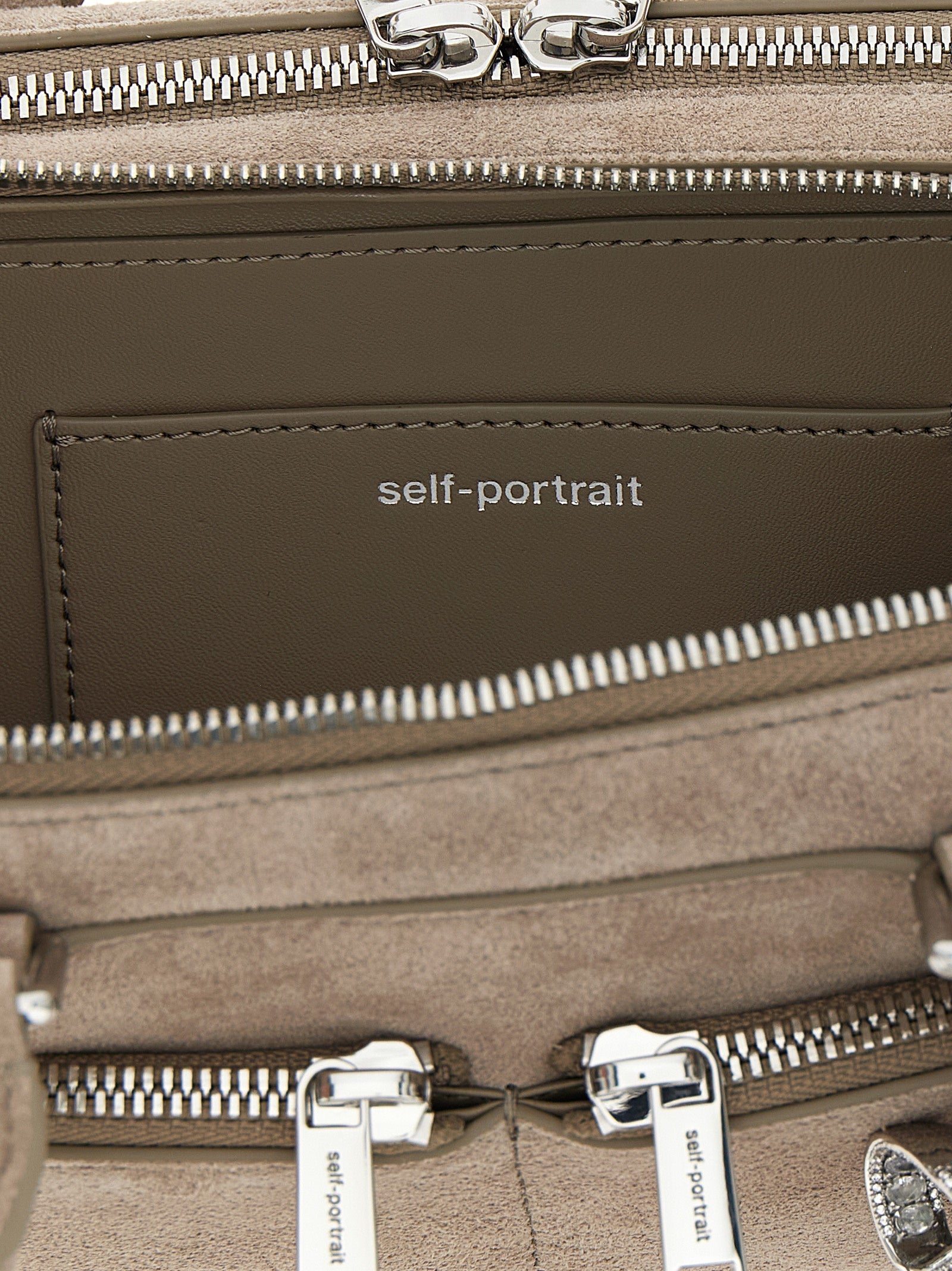 Self Portrait 'Tan Suede Baguette With Charm' Shoulder Bag