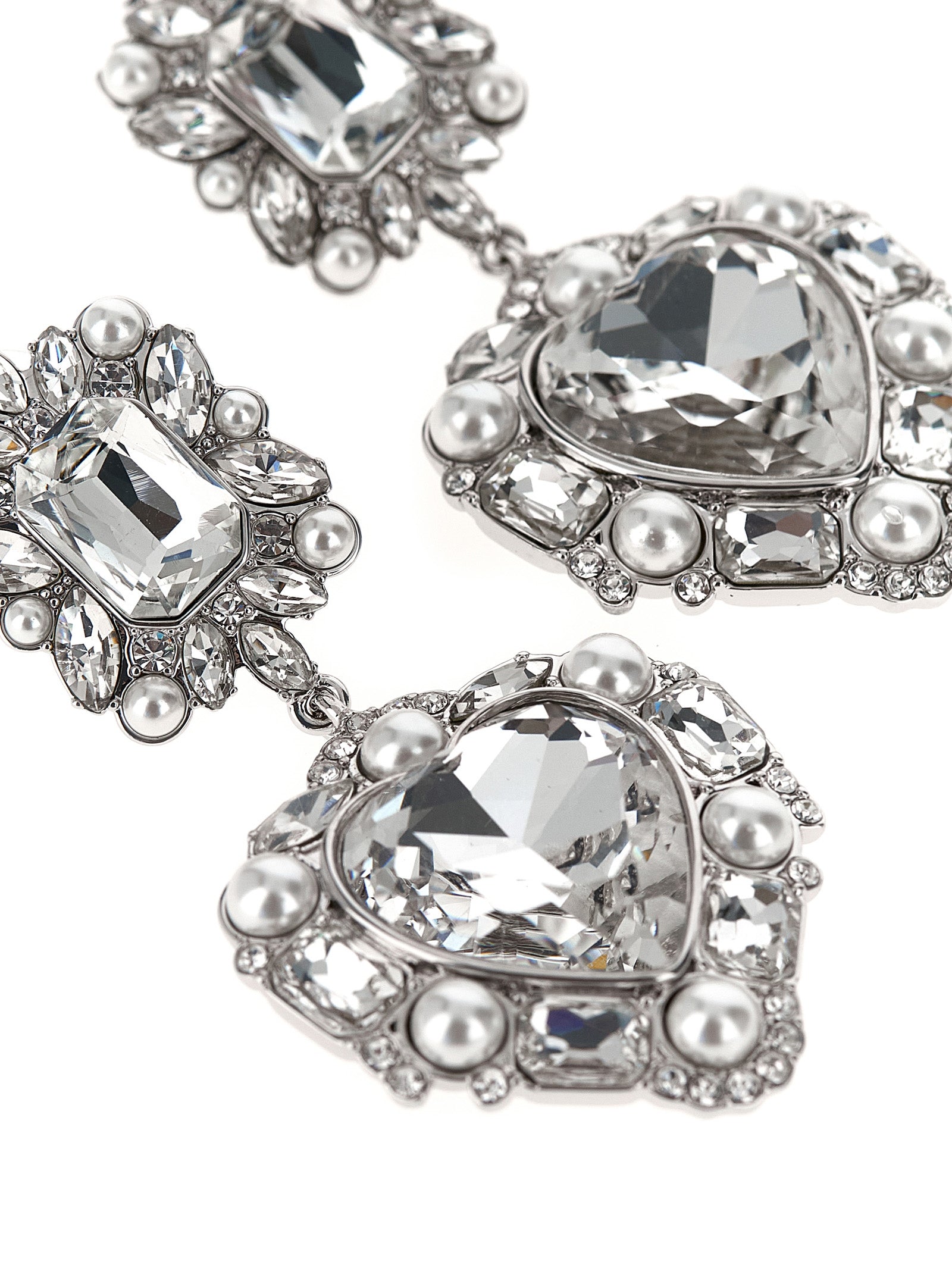 Self Portrait 'Crystal Pearl Tiered Heart' Earrings