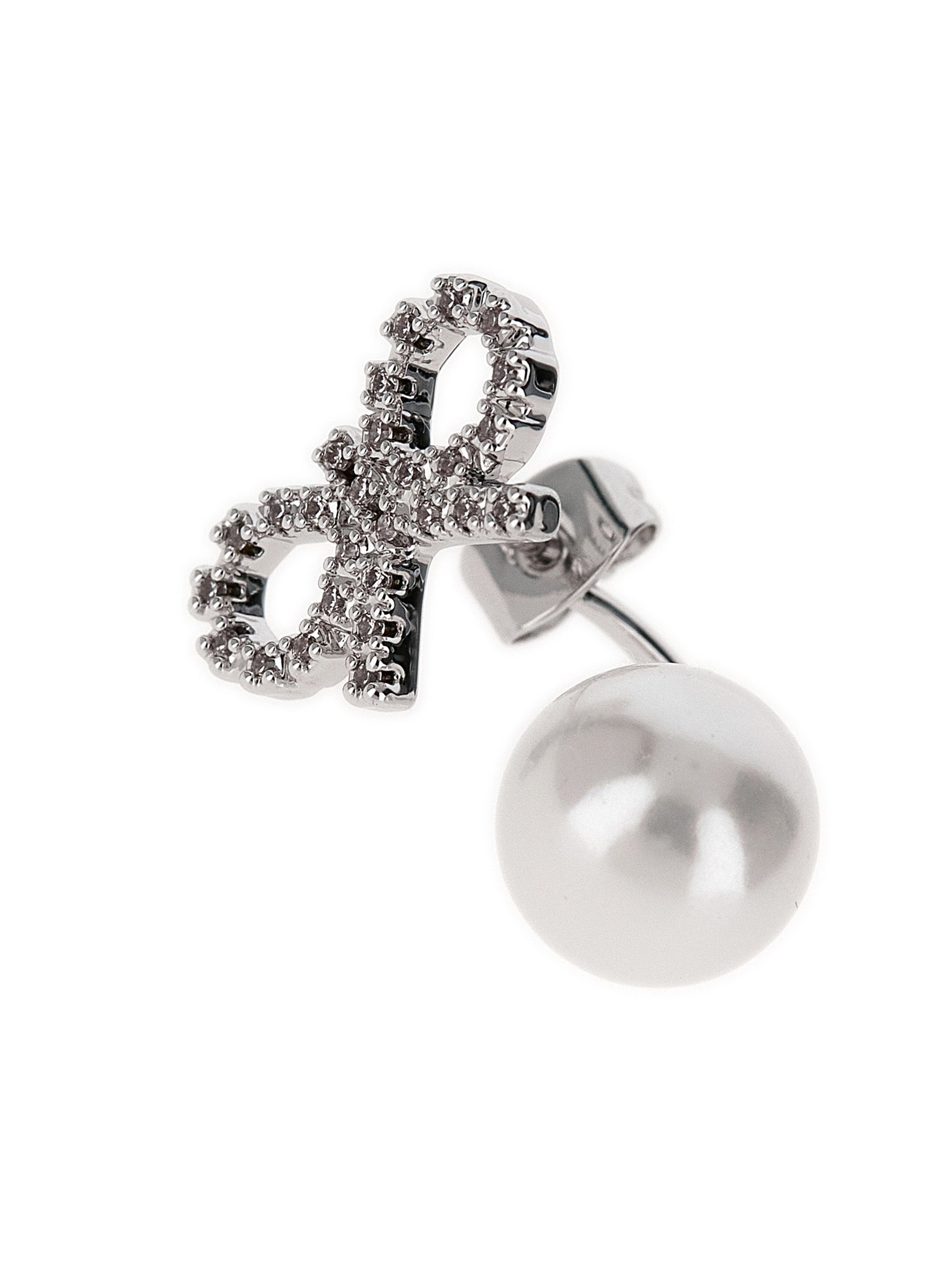 Self Portrait 'Crystal Bow Pearl Jacket' Earrings