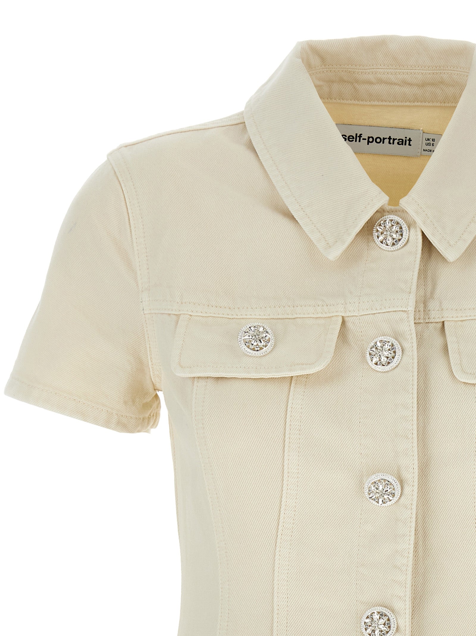 Self Portrait 'Cream Collared Denim Mini' Dress