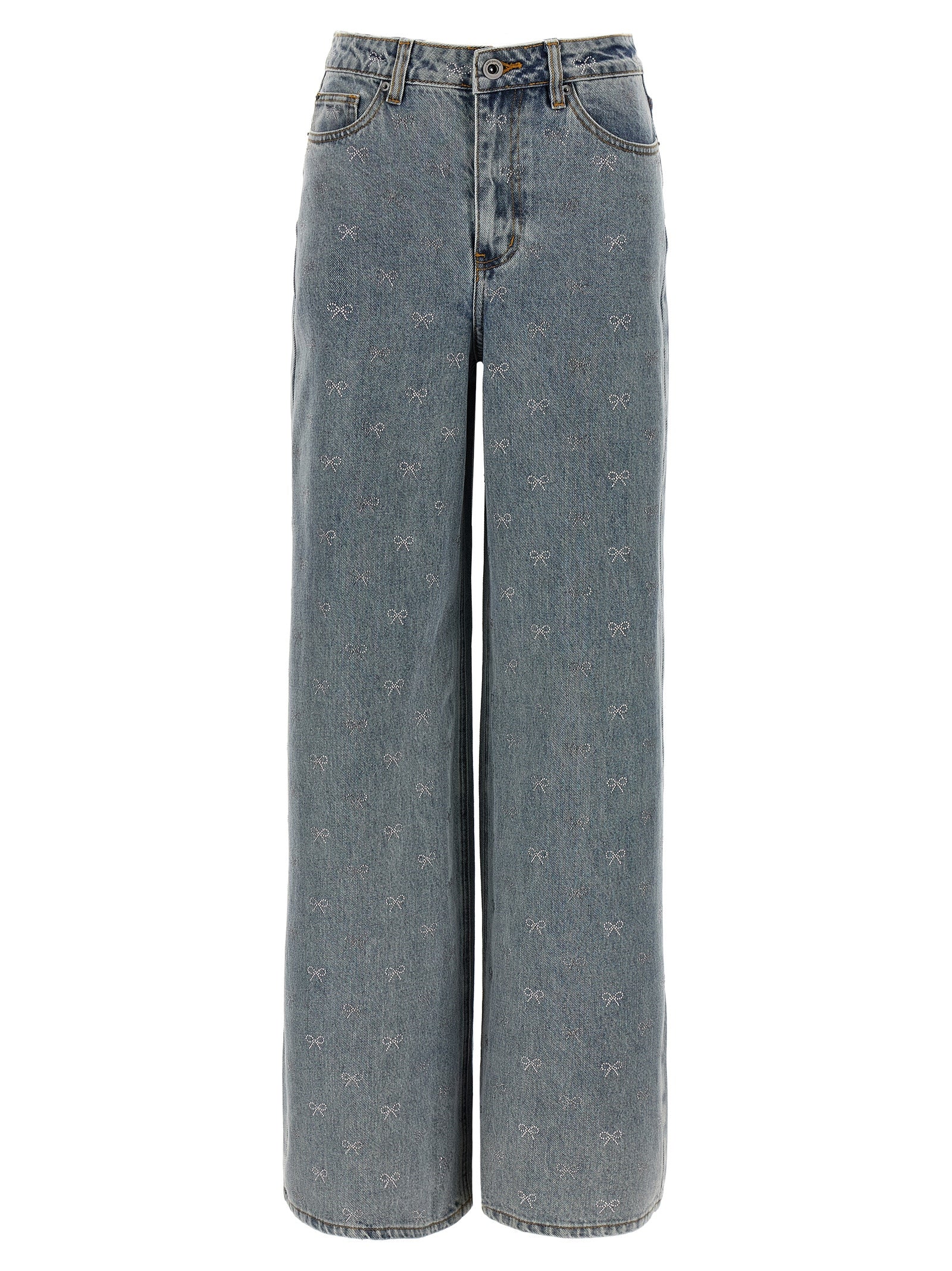 Self Portrait 'Light Blue Diamante Bow' Jeans