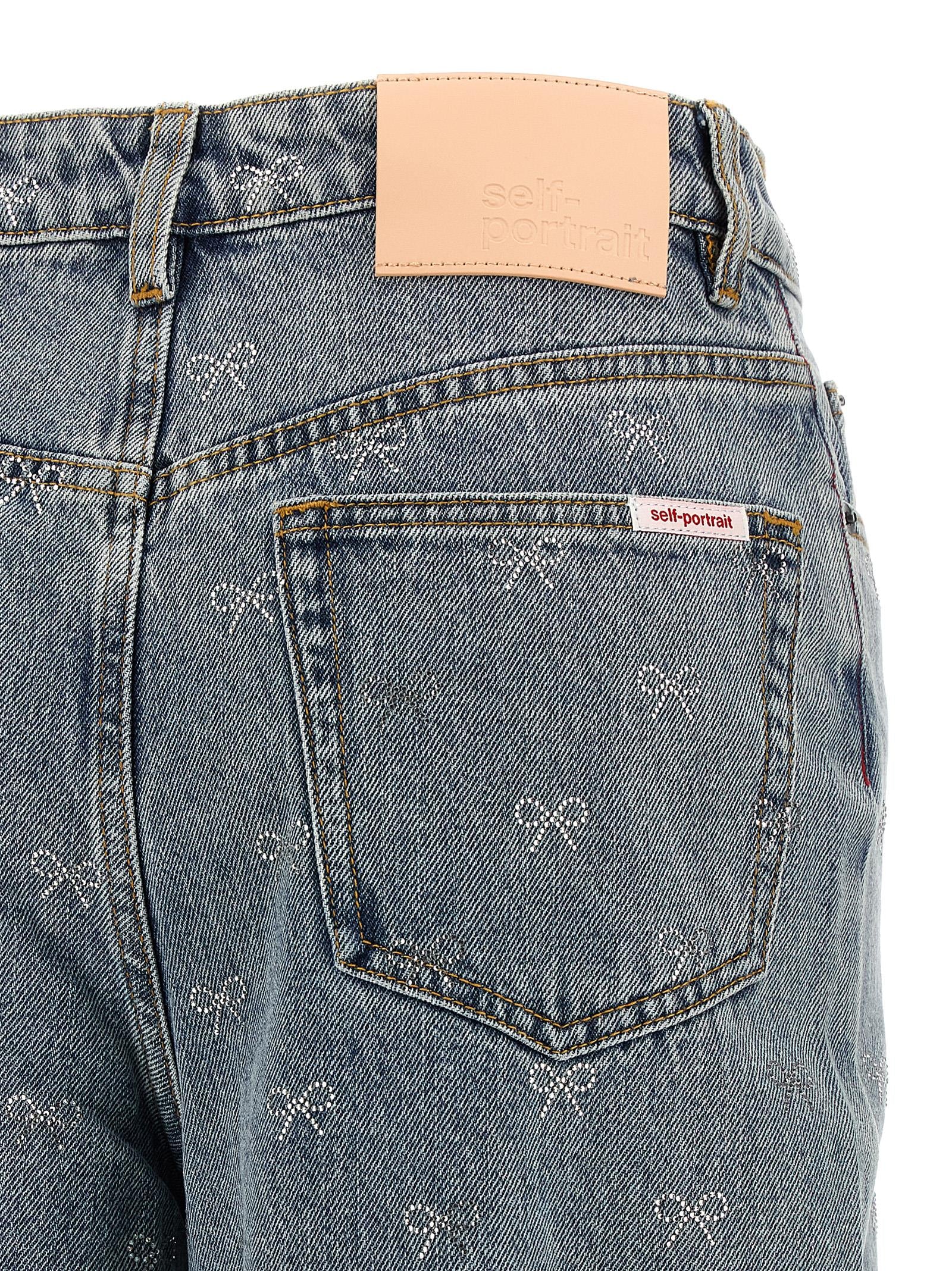 Self Portrait 'Light Blue Diamante Bow' Jeans