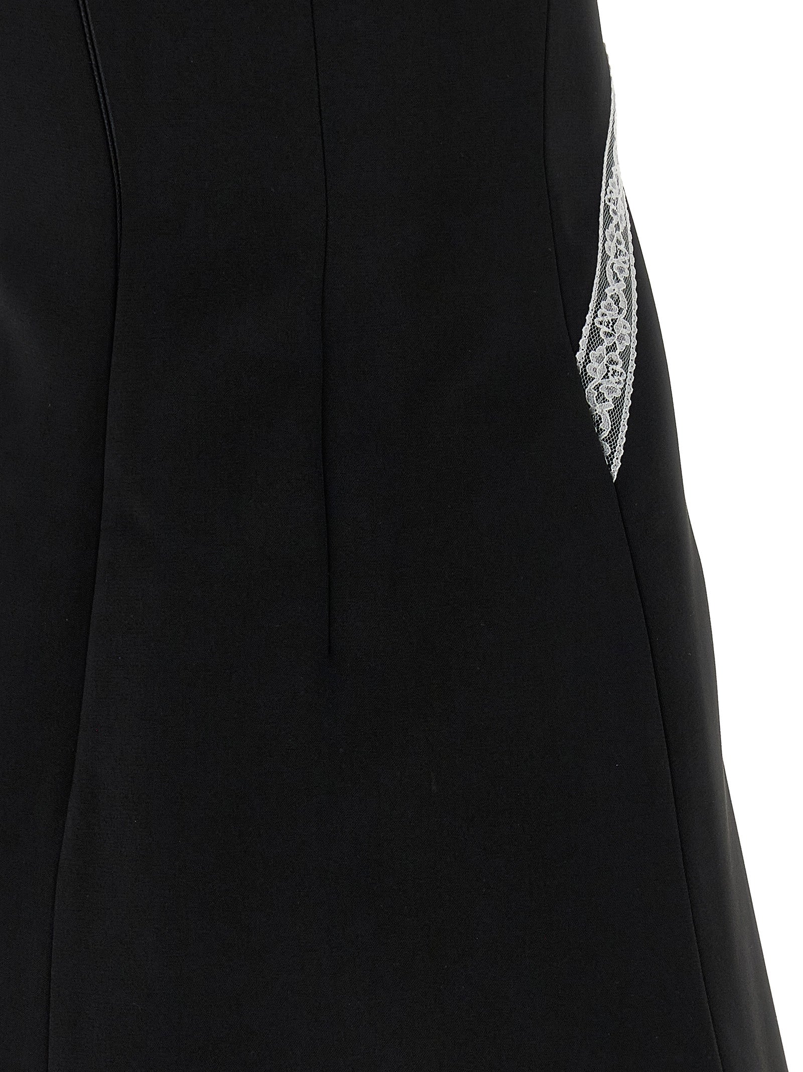 Self Portrait 'Black Crêpe Bow Lace Mini' Dress