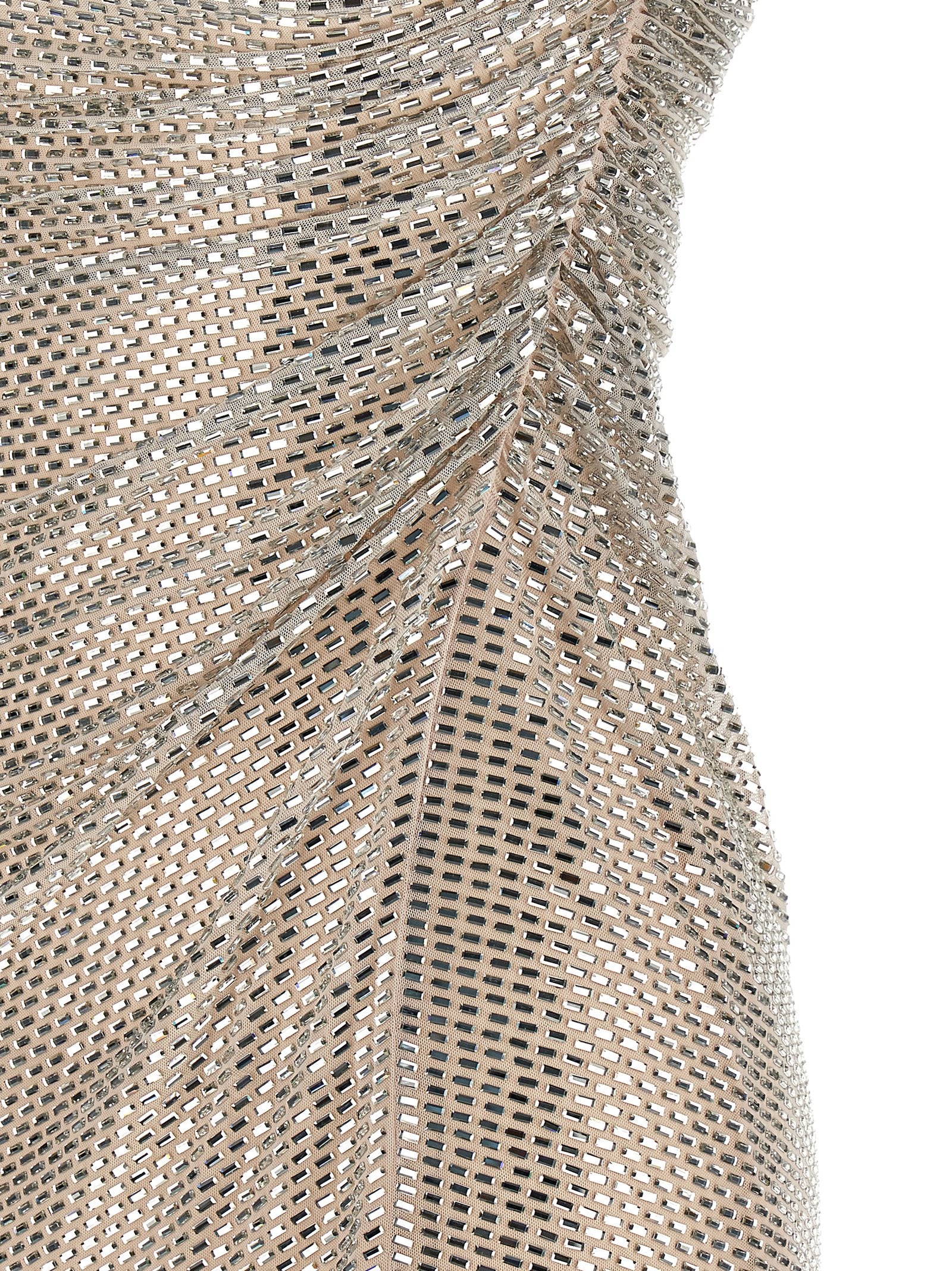 Self Portrait 'Champagne Rhinestone Draped Mini' Dress