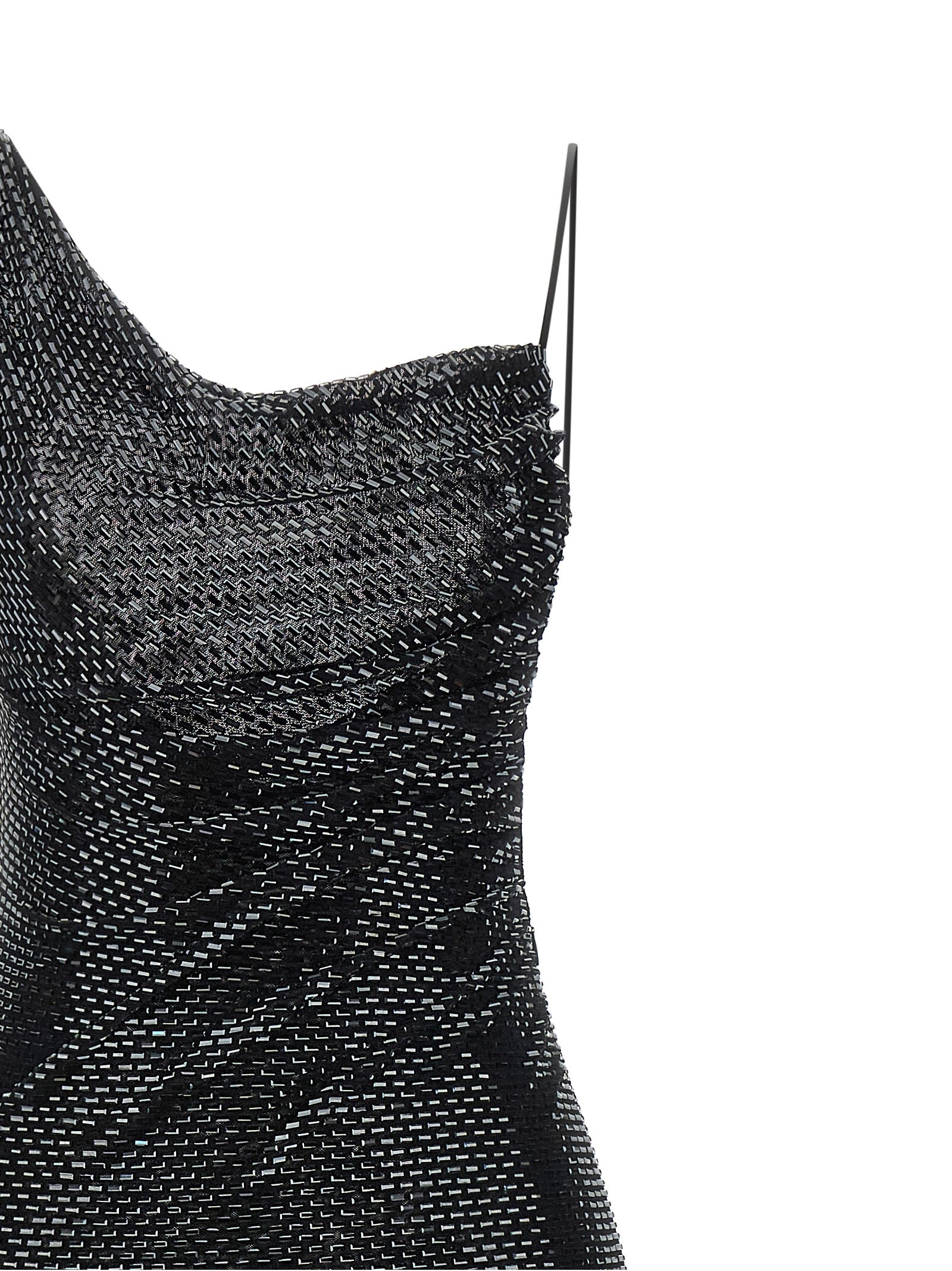Self Portrait 'Black Rhinestone Draped Maxi' Dress