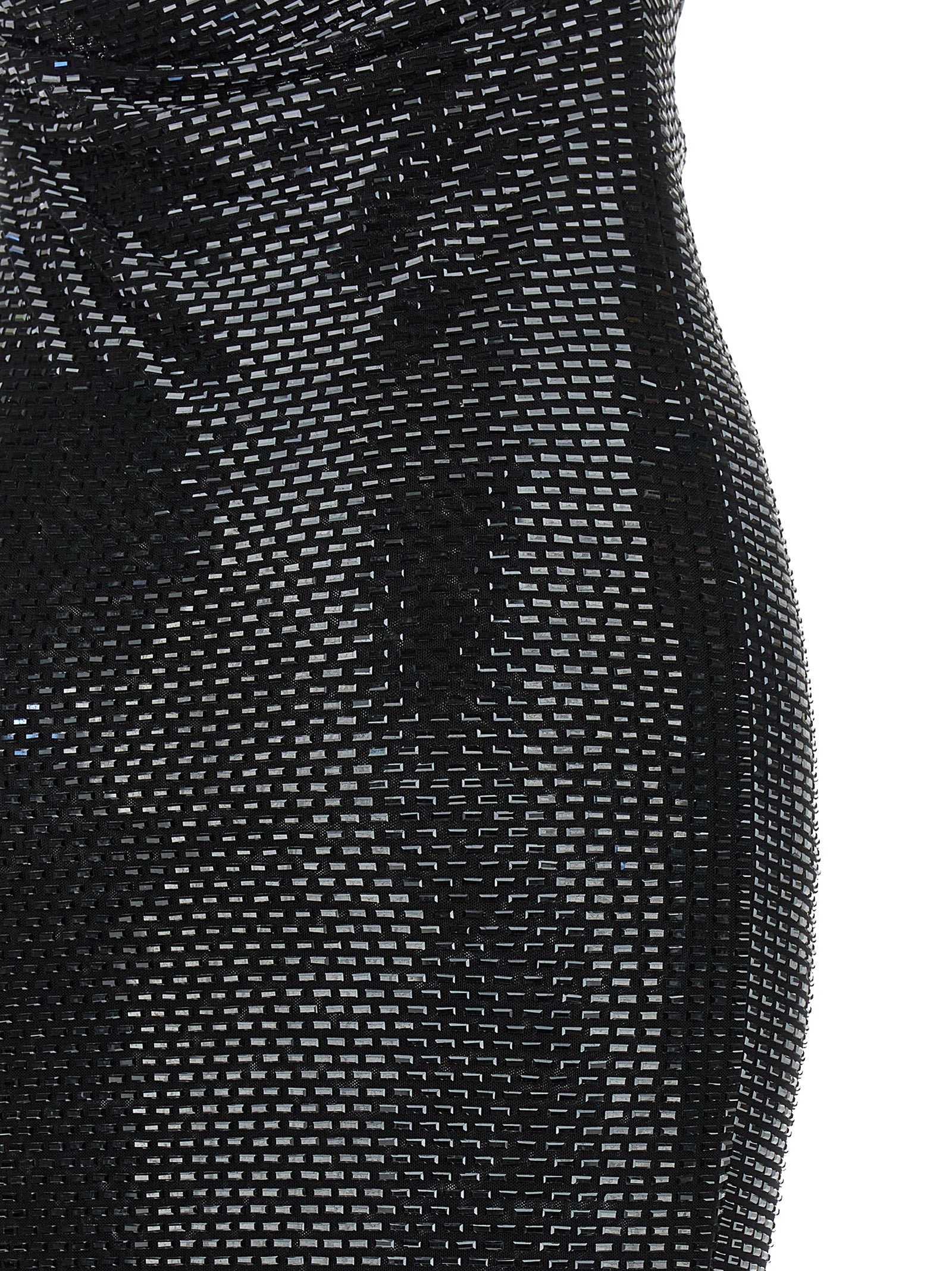 Self Portrait 'Black Rhinestone Draped Maxi' Dress