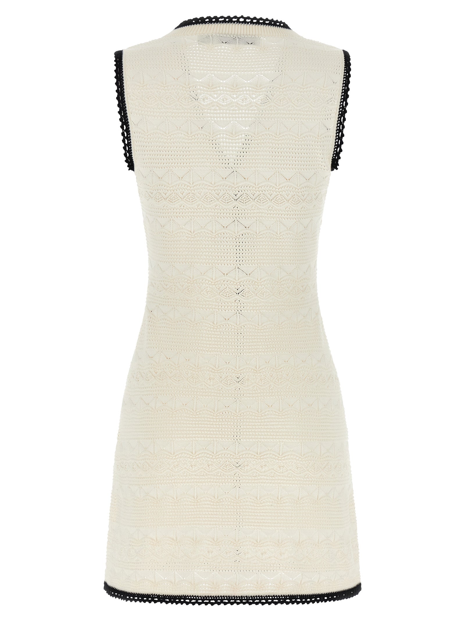 Self Portrait 'White Pointelle Knit Mini' Dress