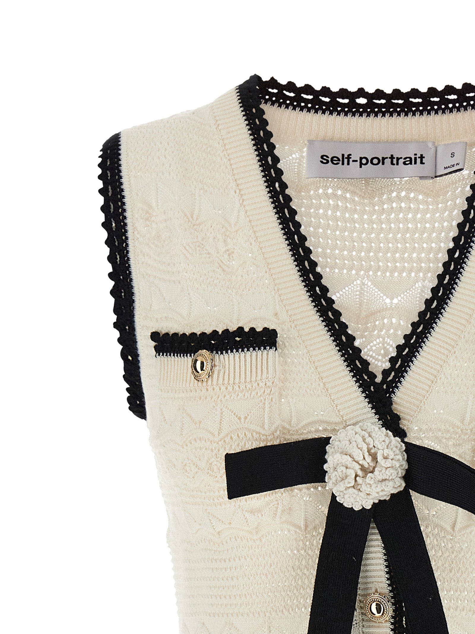 Self Portrait 'White Pointelle Knit Mini' Dress