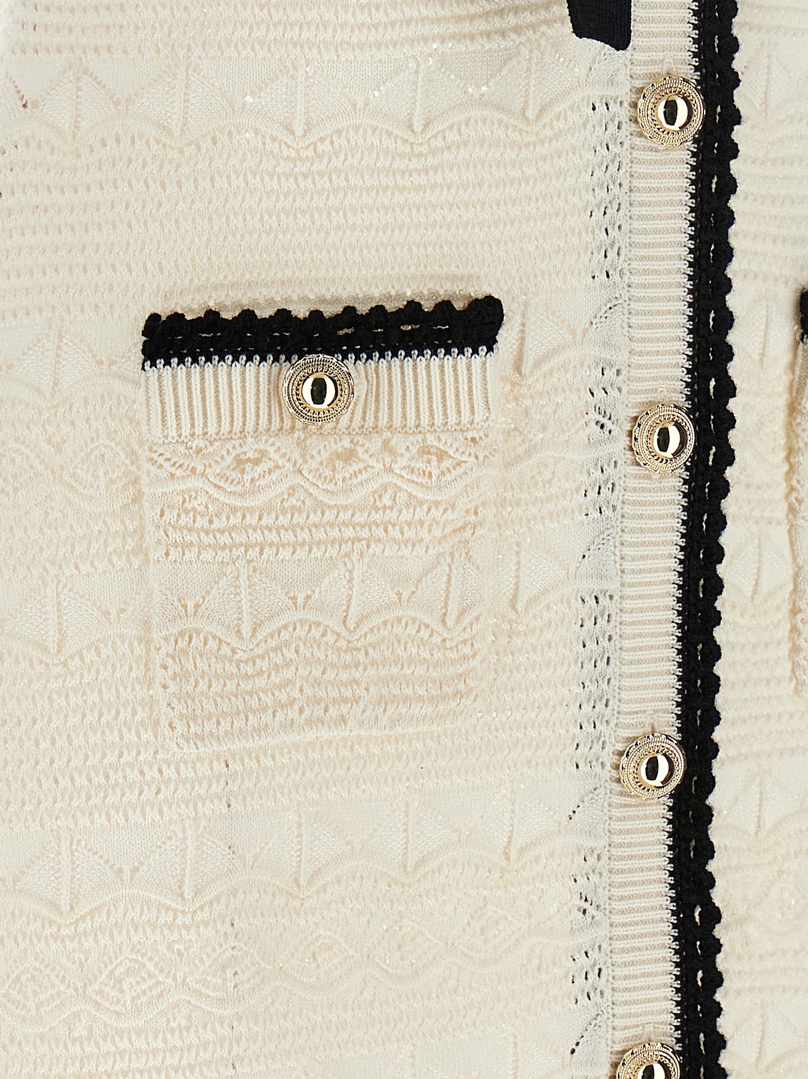 Self Portrait 'White Pointelle Knit Mini' Dress
