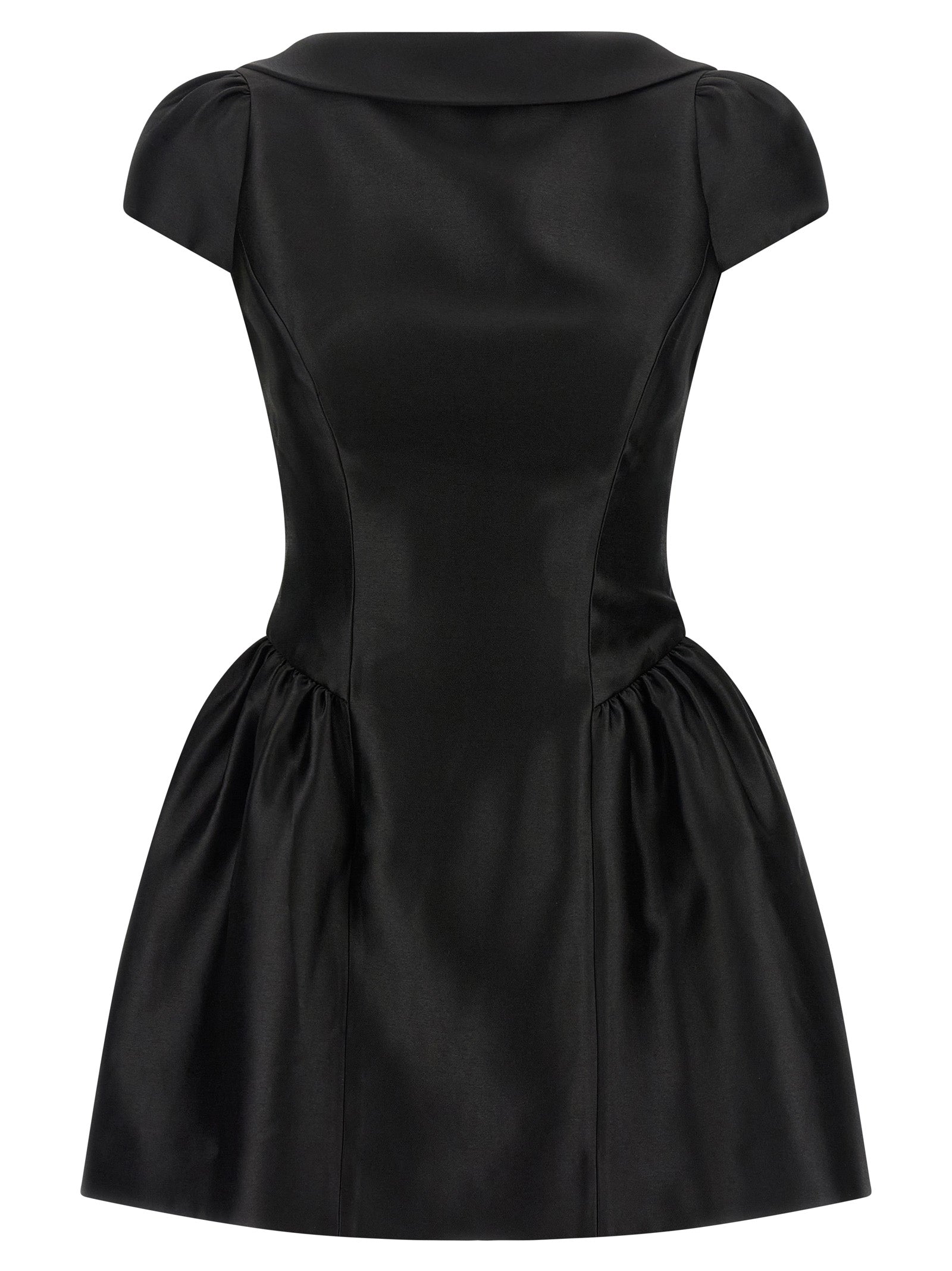 Self Portrait 'Black Taffetà Collared Mini' Dress