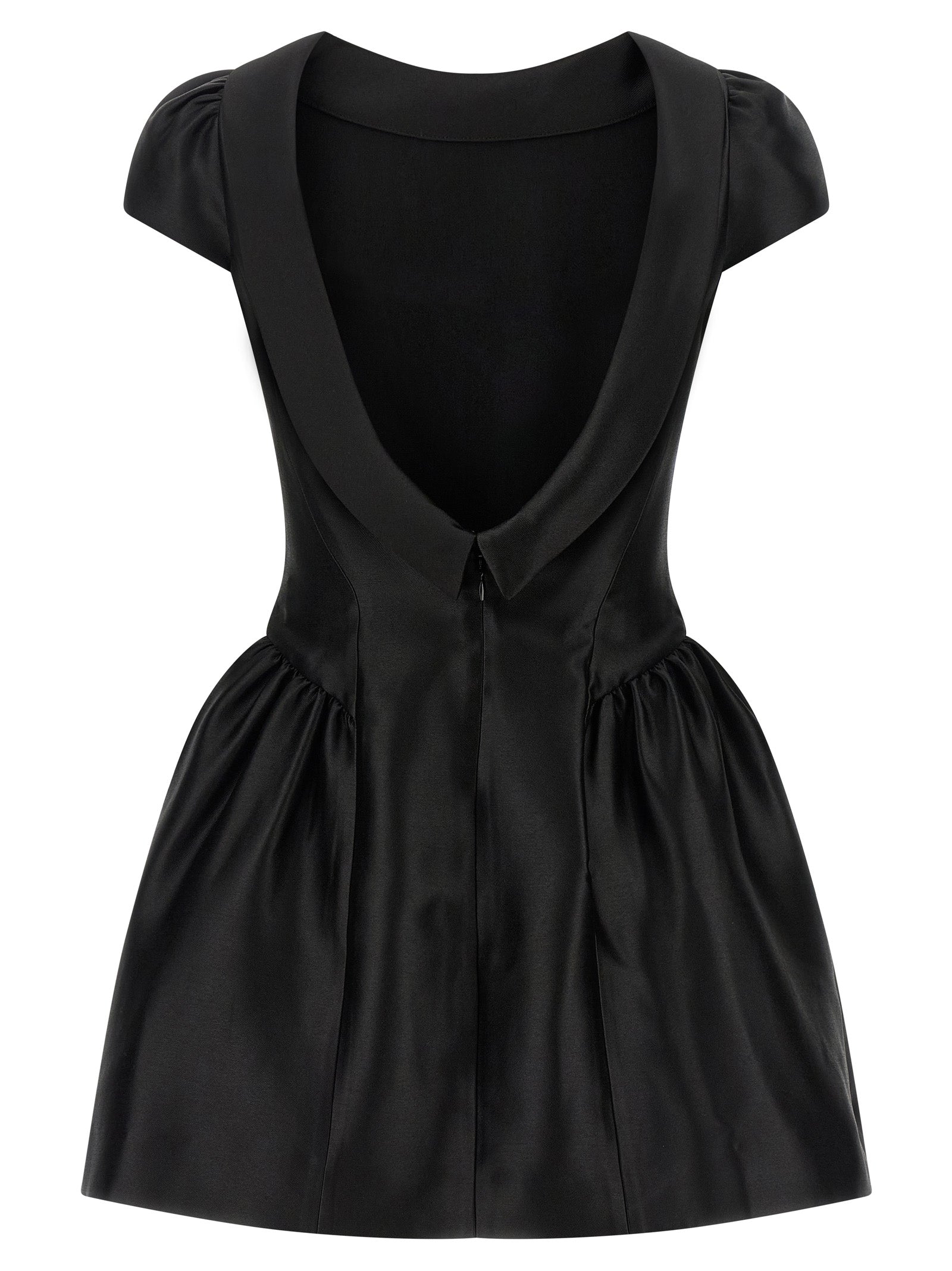 Self Portrait 'Black Taffetà Collared Mini' Dress