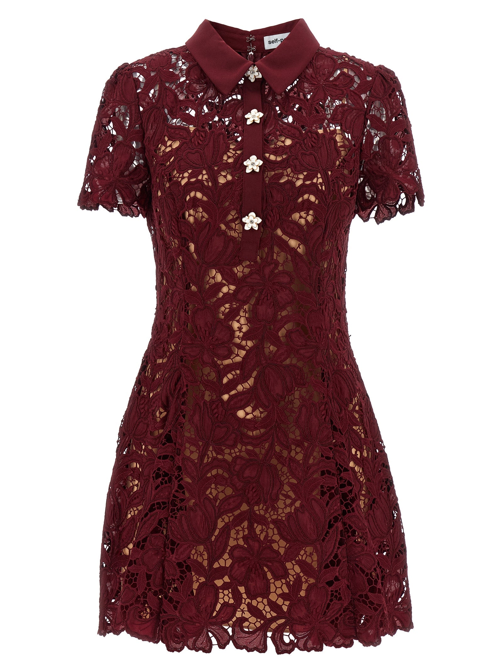 Self Portrait 'Burgundy Lace Mini' Dress
