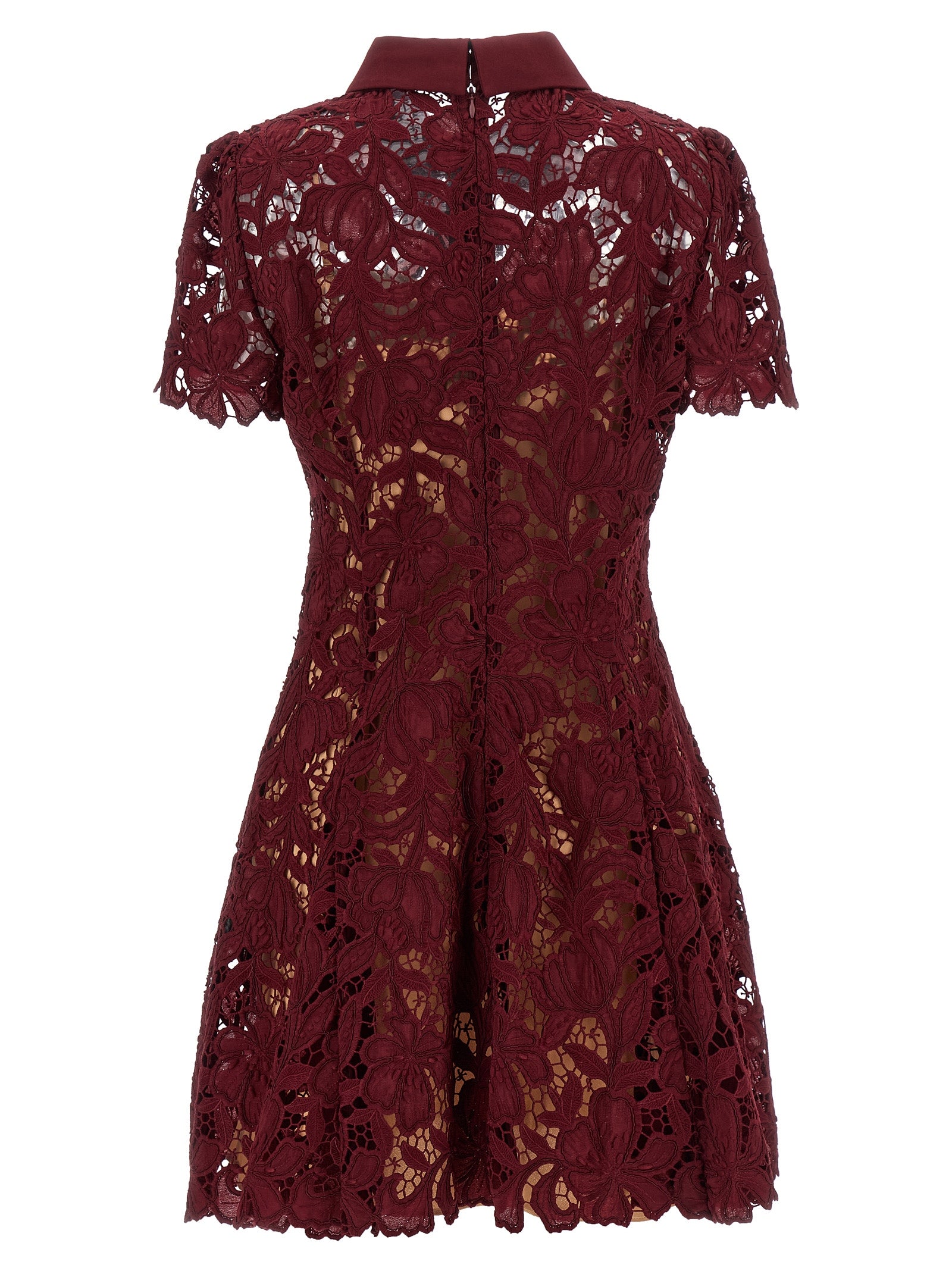 Self Portrait 'Burgundy Lace Mini' Dress