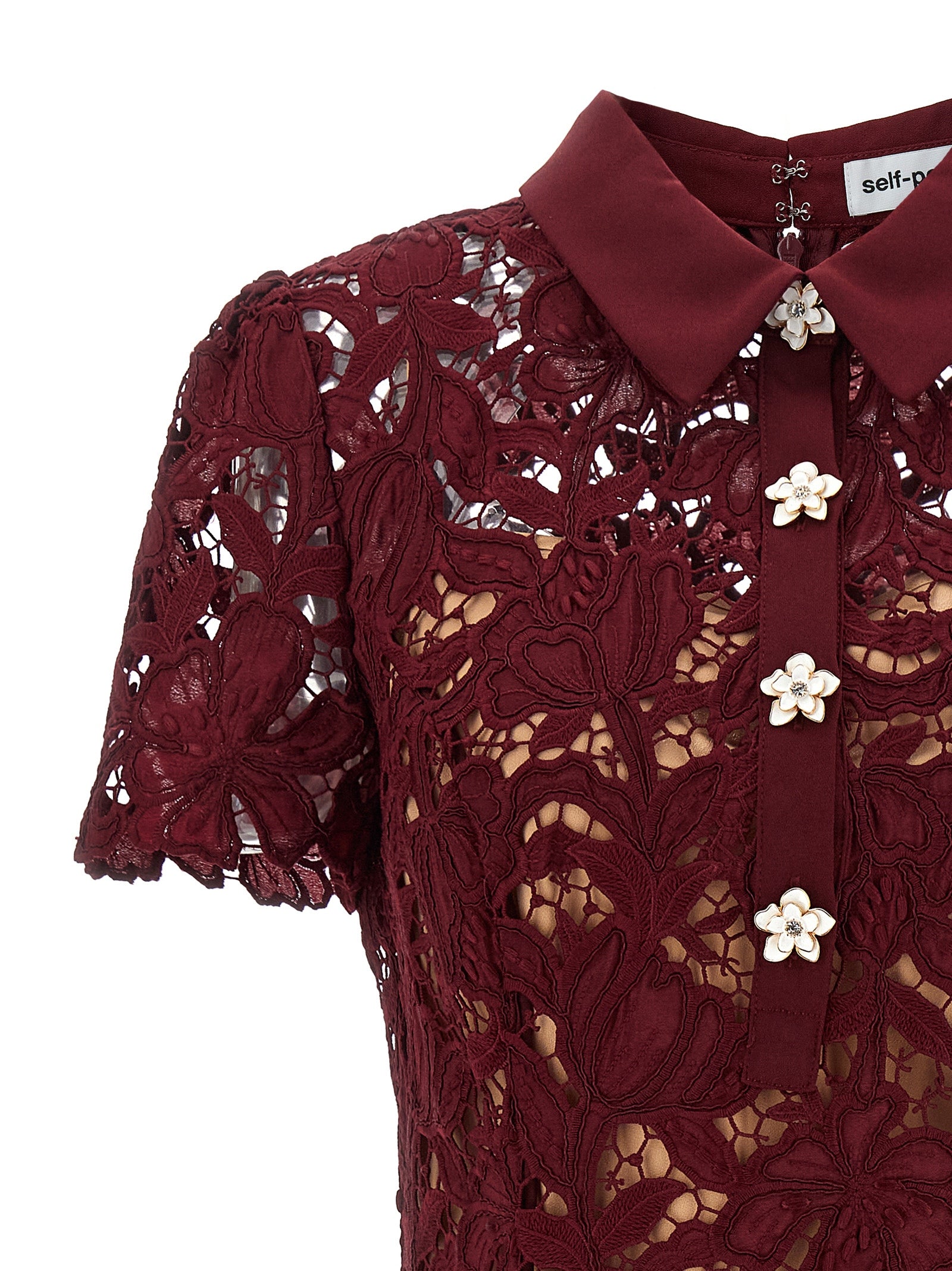 Self Portrait 'Burgundy Lace Mini' Dress