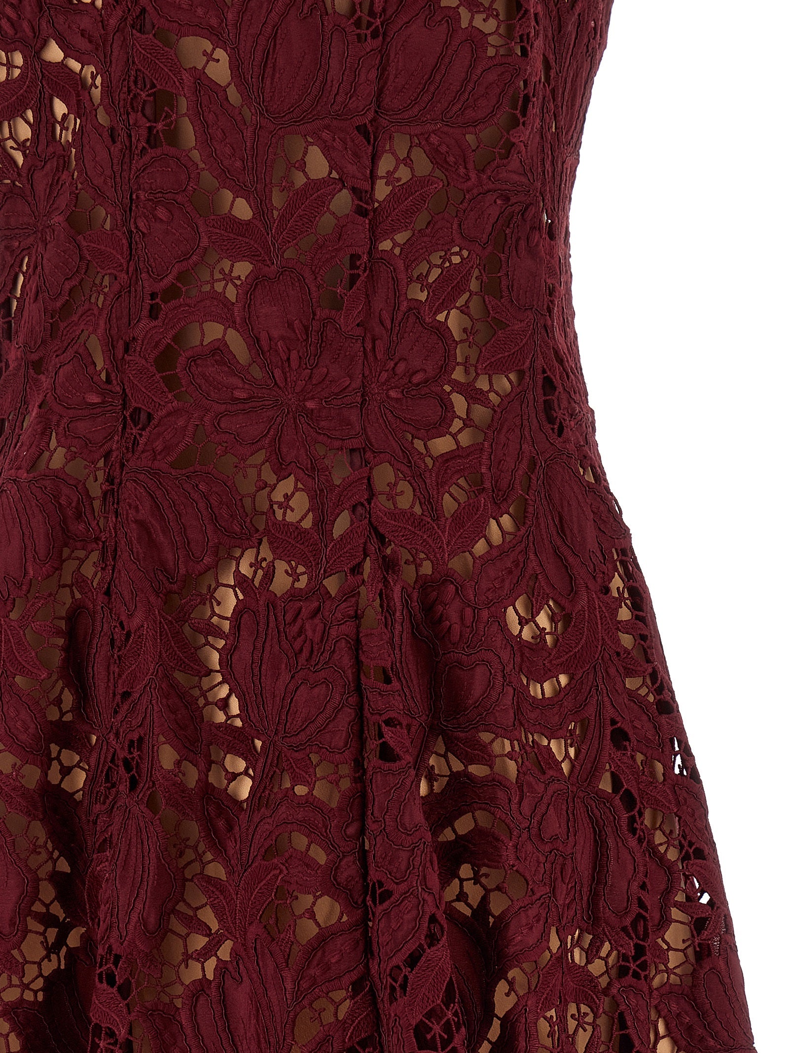 Self Portrait 'Burgundy Lace Mini' Dress