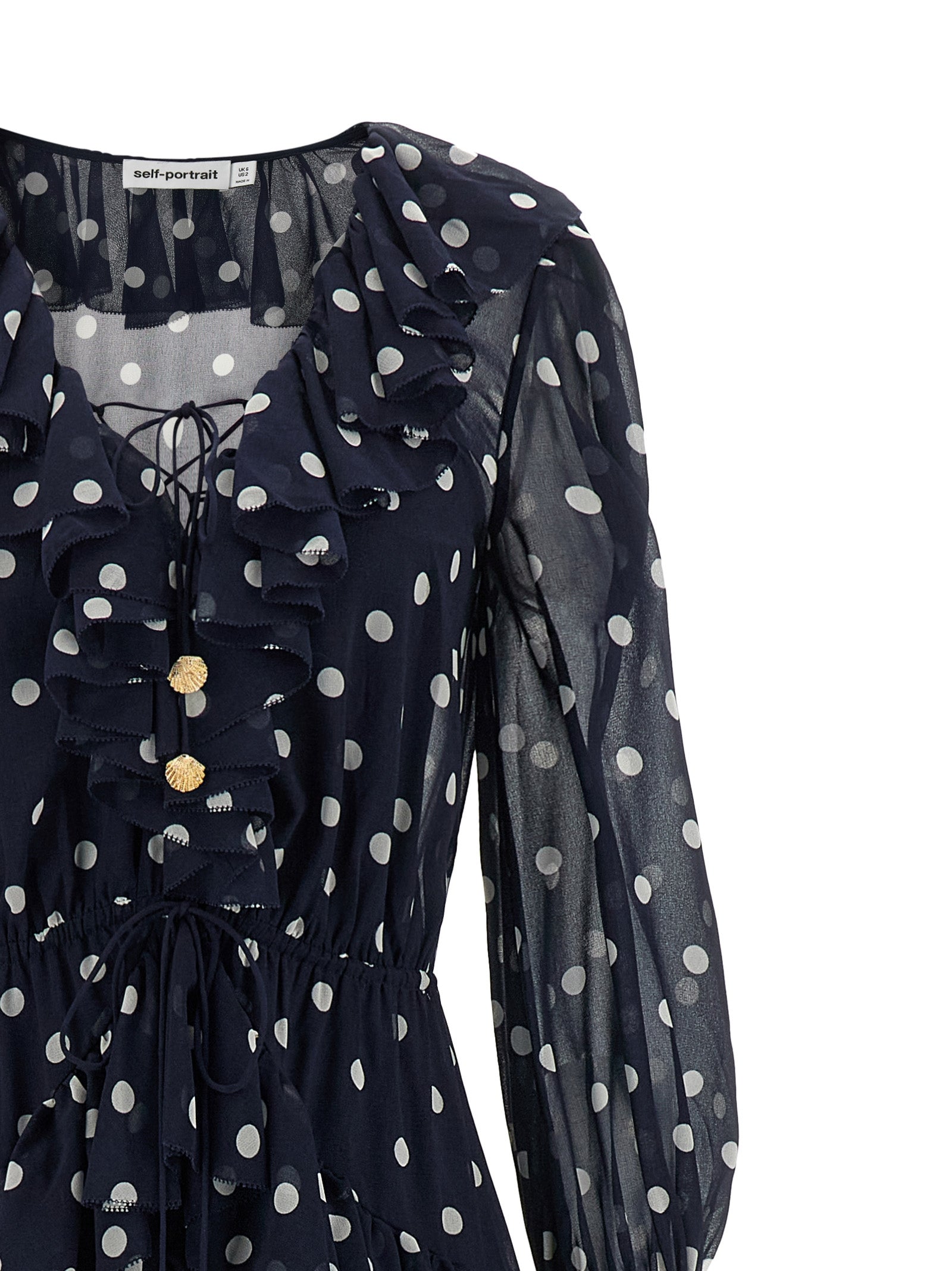 Self Portrait 'Polka Dot Georgette Ruffle Maxi' Dress