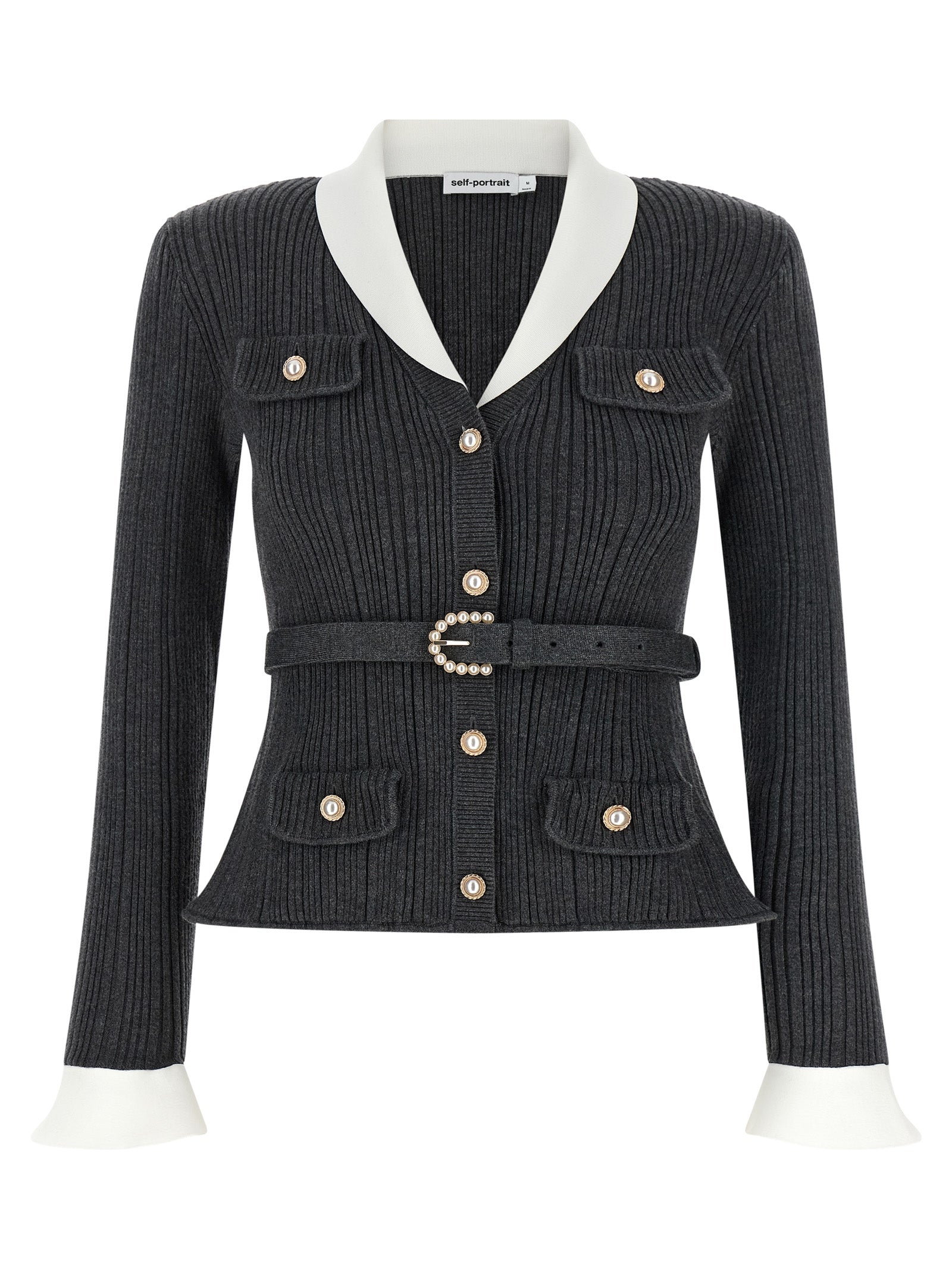 Self Portrait Ribbed Cardigan