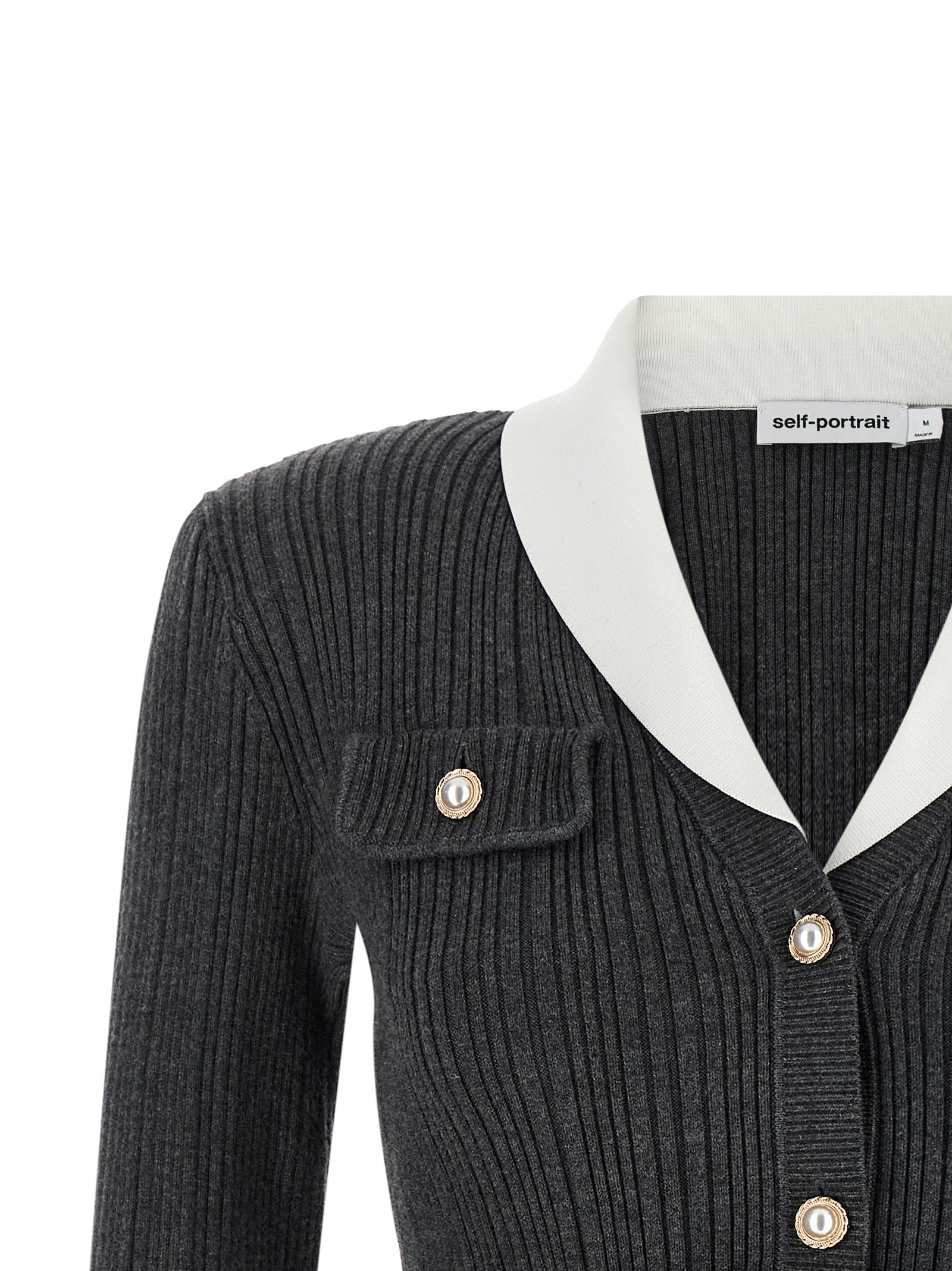 Self Portrait Ribbed Cardigan