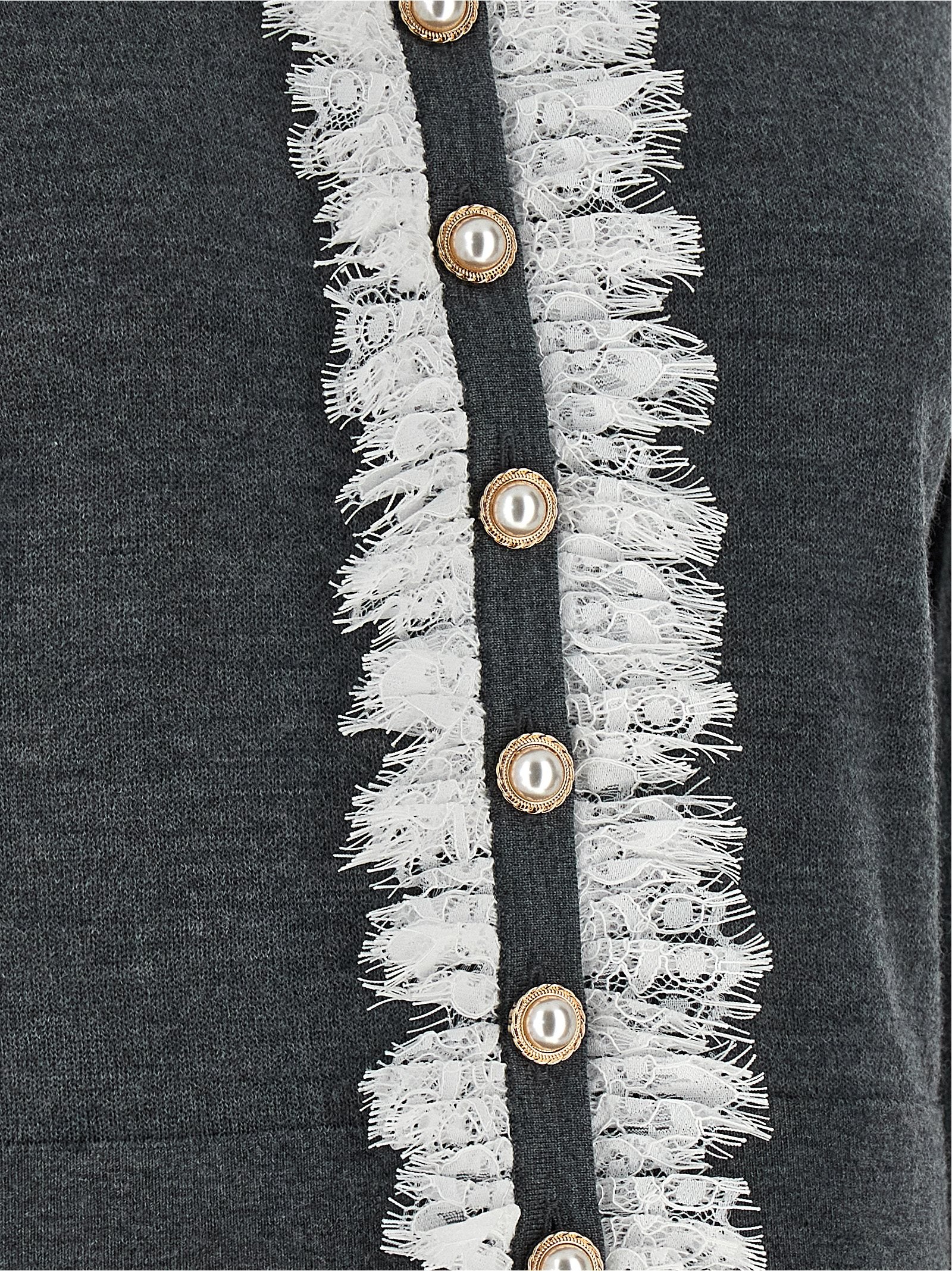 Self Portrait 'Grey Lace Collar Knit' Cardigan