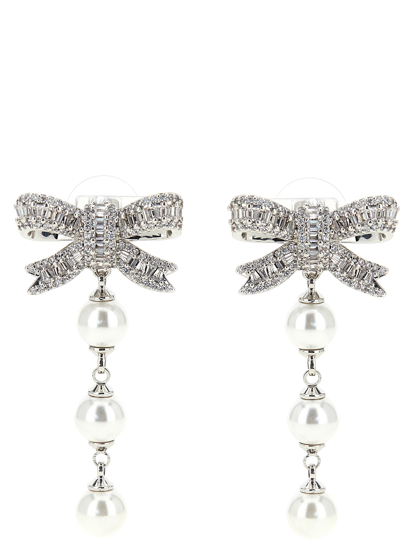 Self Portrait 'Crystal Bow Pearl Droplet' Earrings