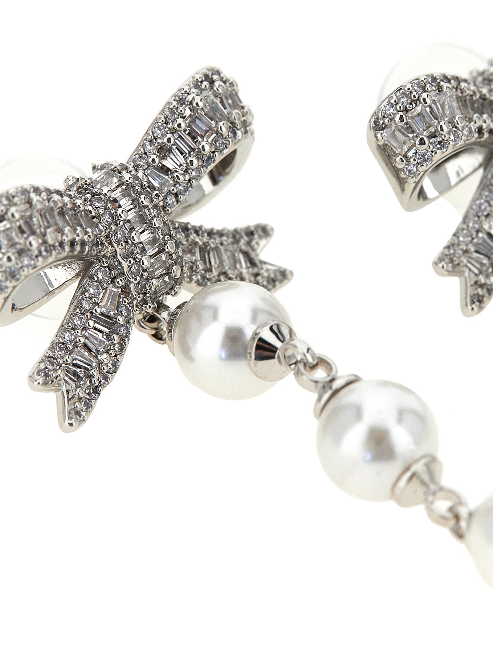 Self Portrait 'Crystal Bow Pearl Droplet' Earrings