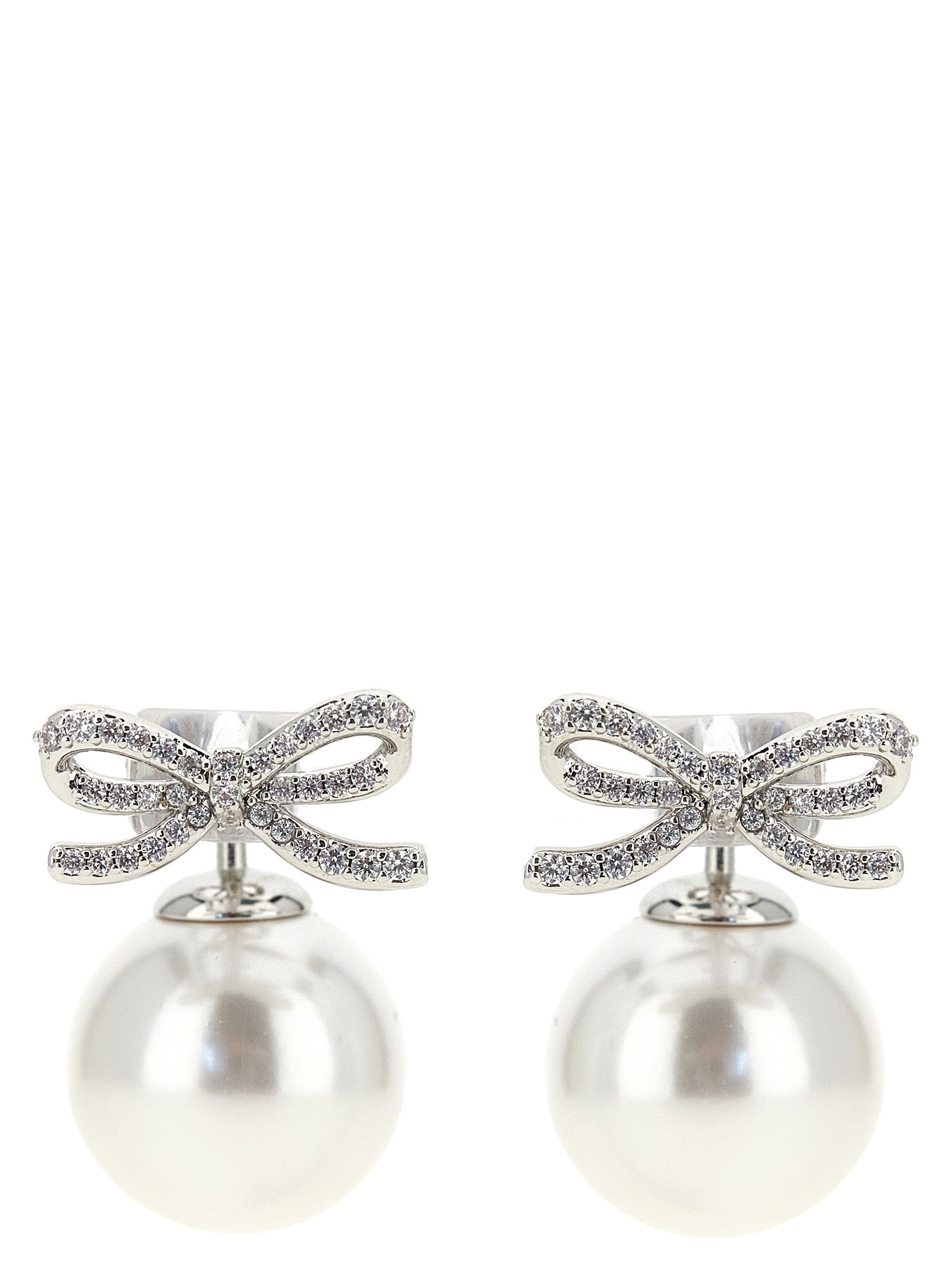 Self Portrait 'Crystal Bow Pearl Back' Earrings