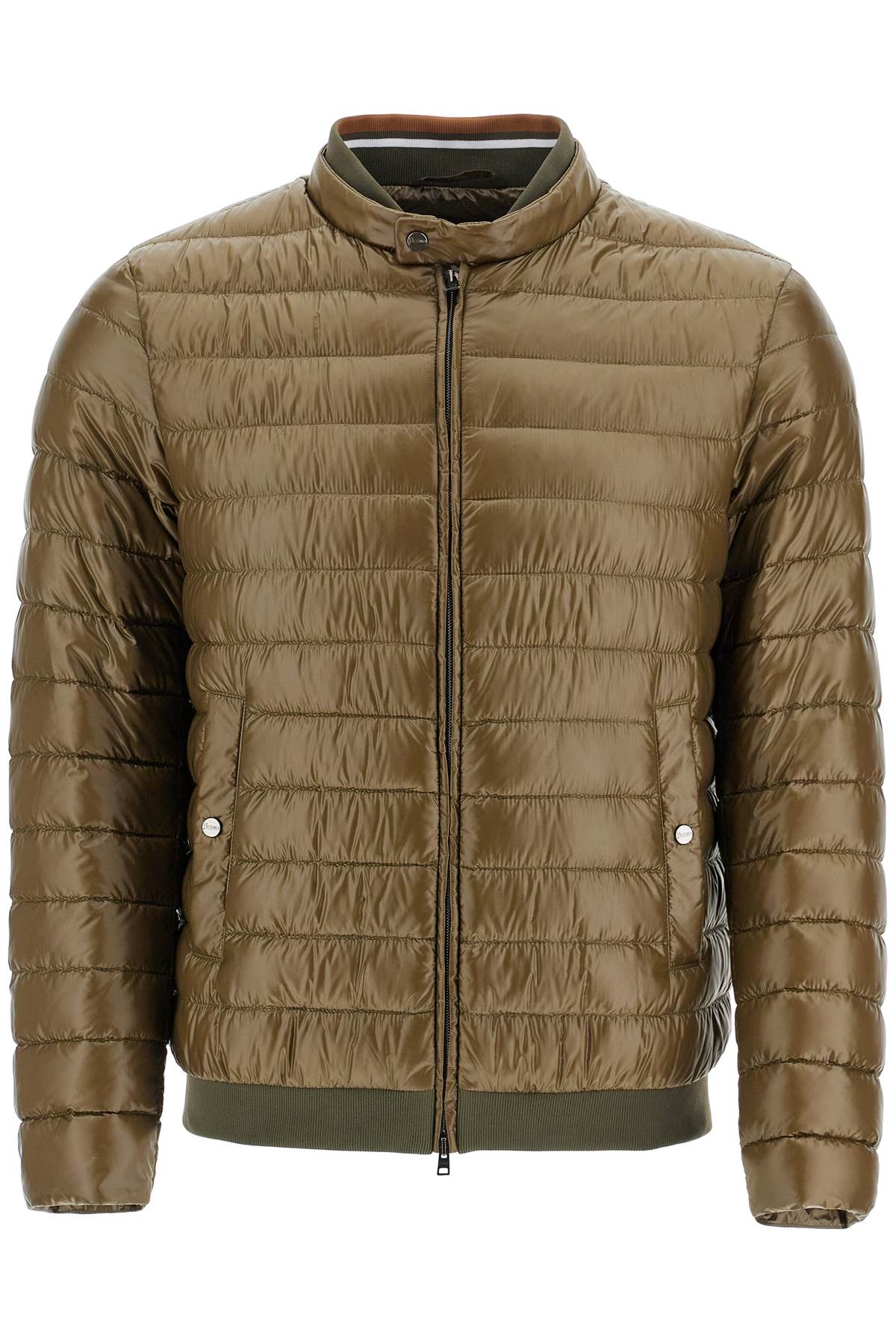 Herno Military Green Down Jacket In Polyamide With High Collar