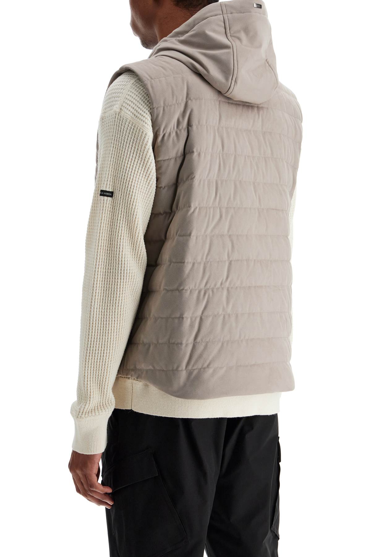 Herno Sleeveless Down Jacket In Dove Gray Polyester With Quilted Hood