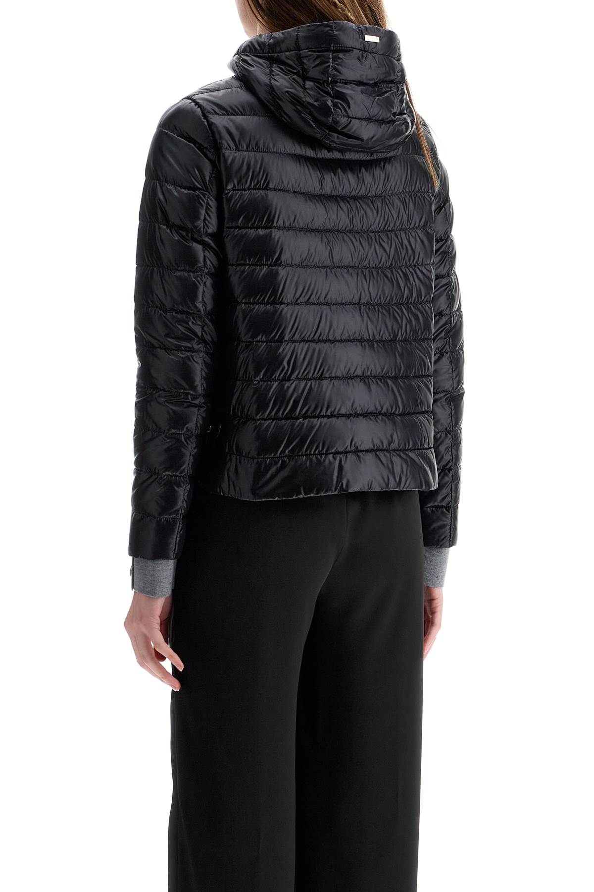 Herno Ultra-Lightweight Black Nylon Down Jacket With Hood