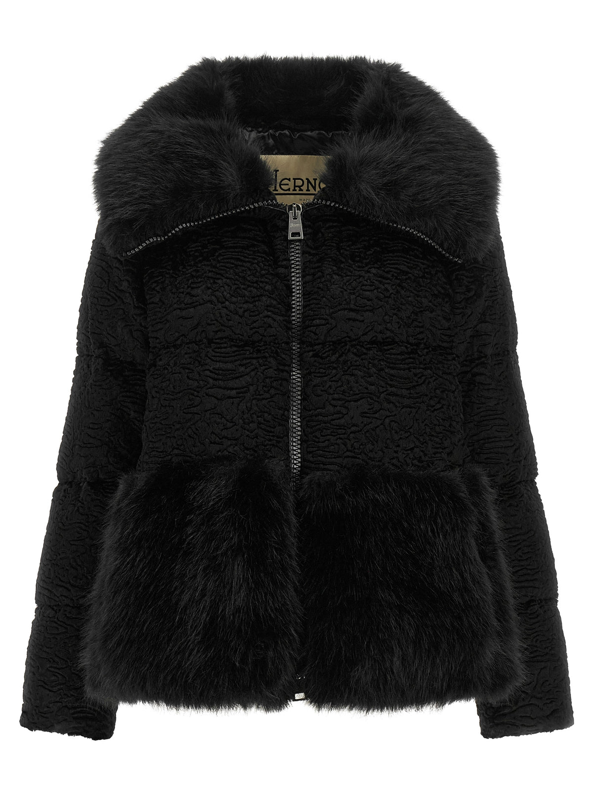 Herno Black Astrakhan Effect Jacket