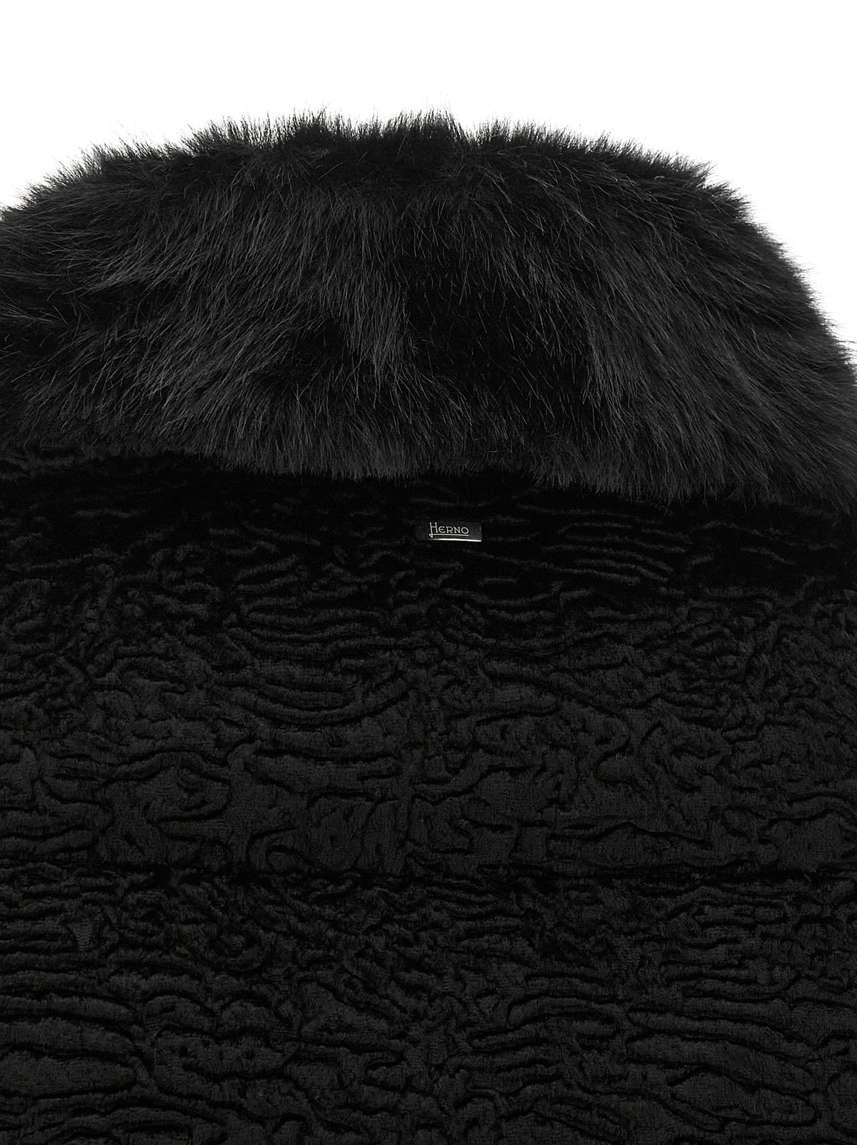 Herno Black Astrakhan Effect Jacket