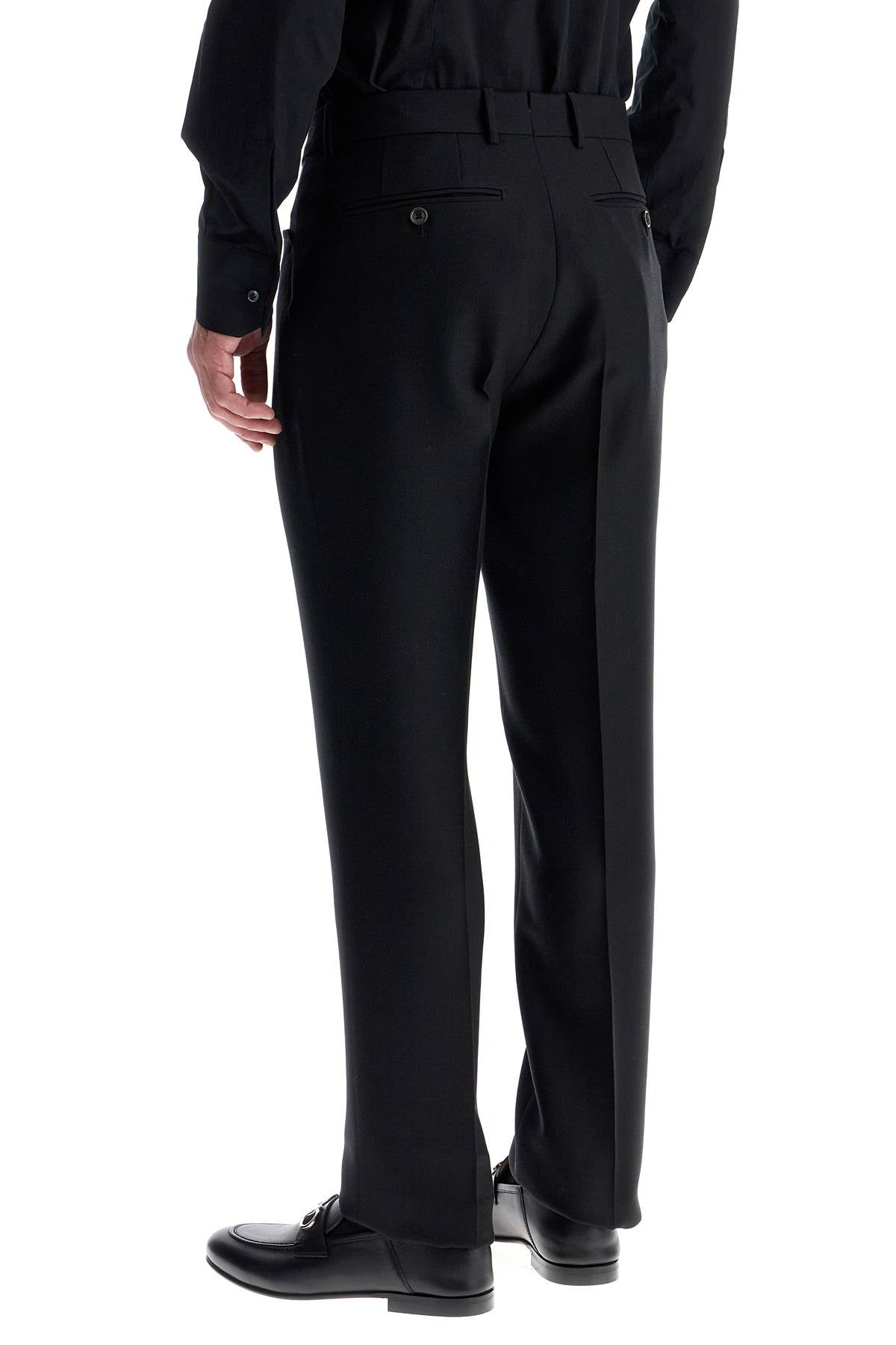 Tom Ford Regular Fit Black Wool And Silk Trousers