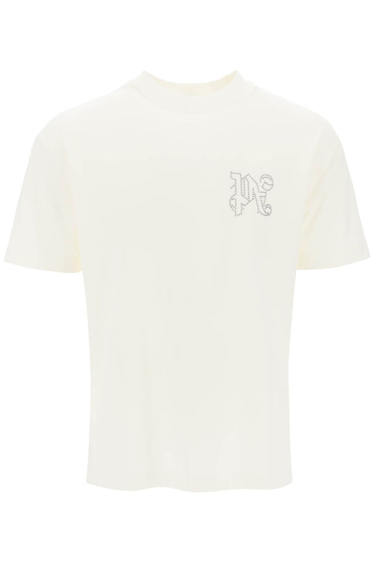 Palm Angels T-Shirt With Studded Monogram White