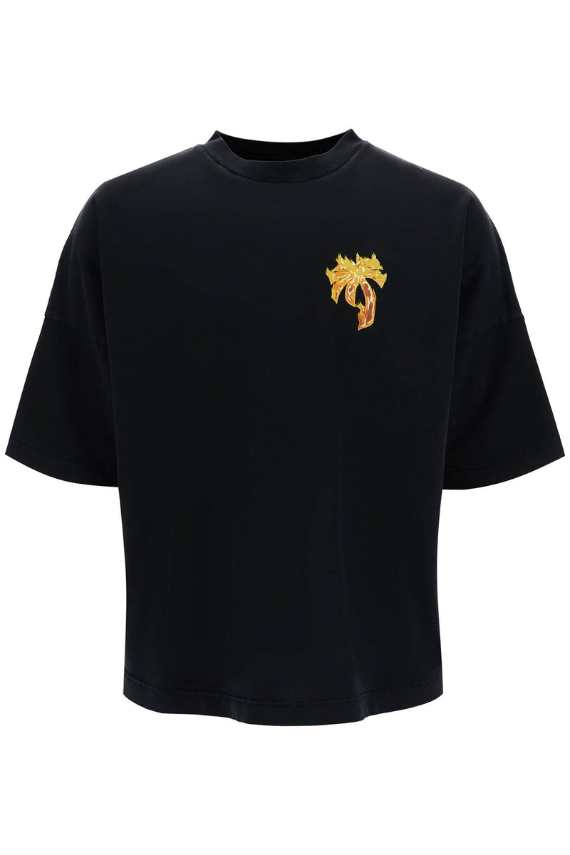 Palm Angels 'Burning Palm Oversized T Black