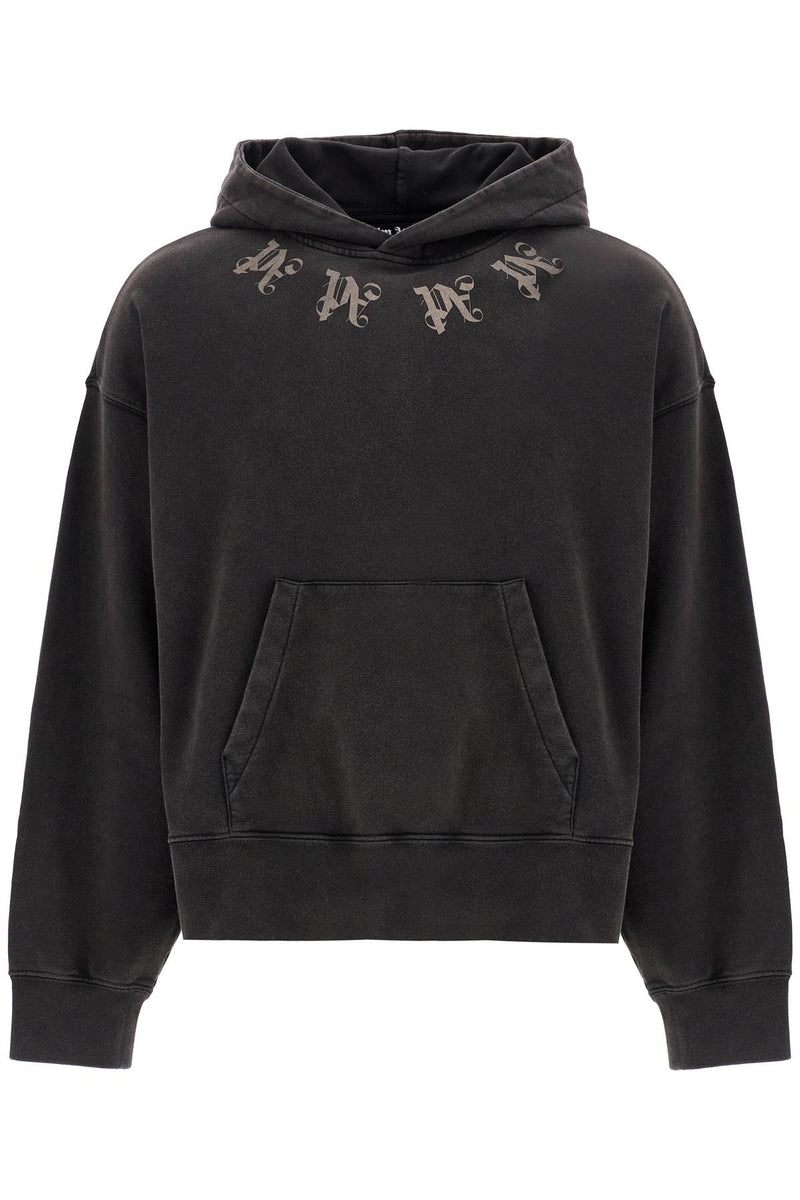 Palm Angels Statement Monogram Hooded Sweatshirt Grey