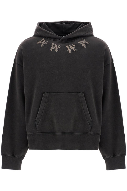 Palm Angels Statement Monogram Hooded Sweatshirt Grey