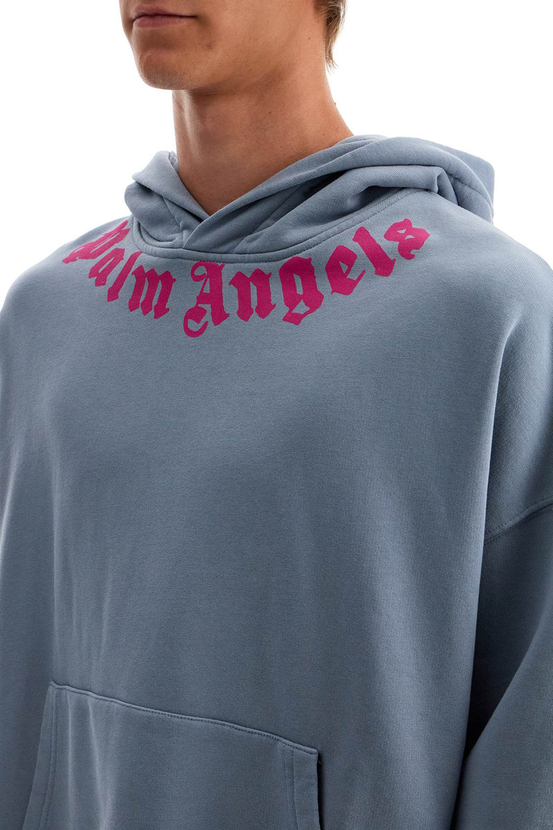 Palm Angels Logoed Boxy Hoodie With Hood Grey