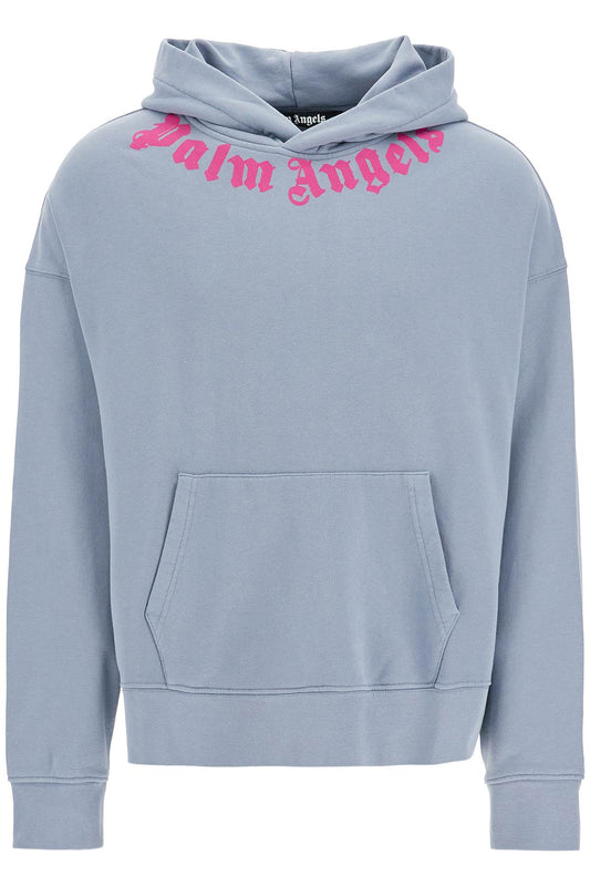 Palm Angels Logoed Boxy Hoodie With Hood Grey