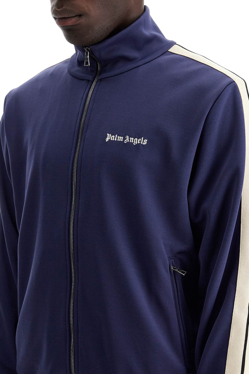 Palm Angels Contrast Band Track Jacket With Nine Words Blue