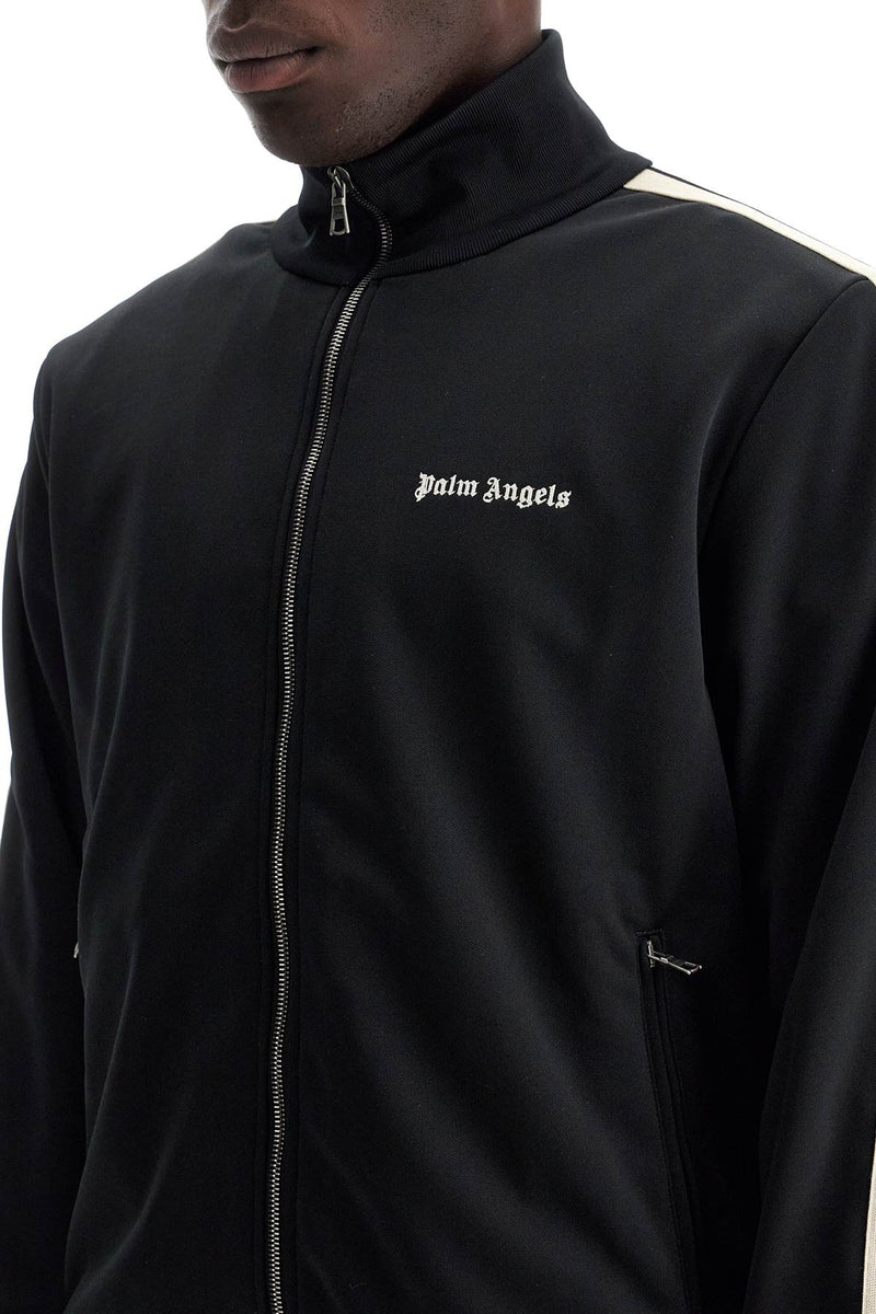 Palm Angels Contrast Band Track Jacket With Nine Words Black