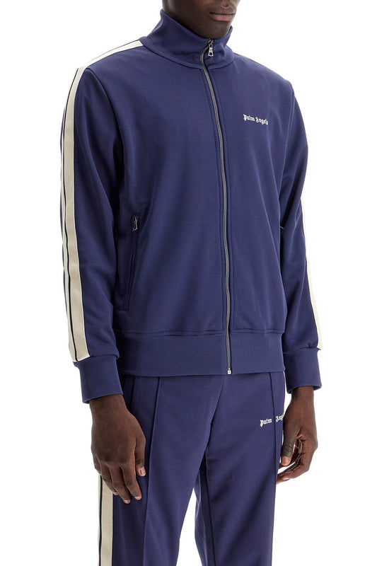 Palm Angels Contrast Band Track Jacket With Nine Words Blue